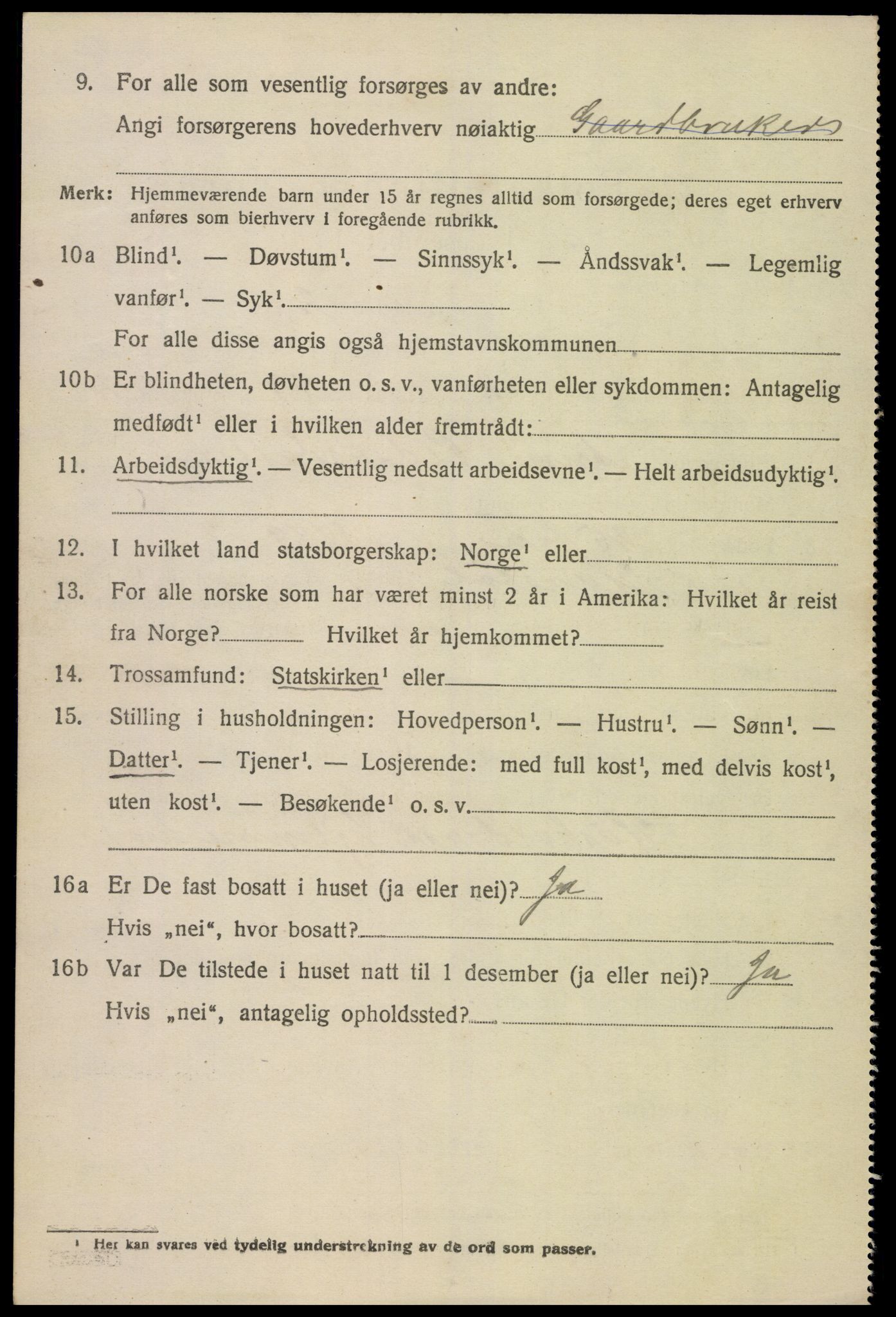 SAK, 1920 census for Vegusdal, 1920, p. 2066