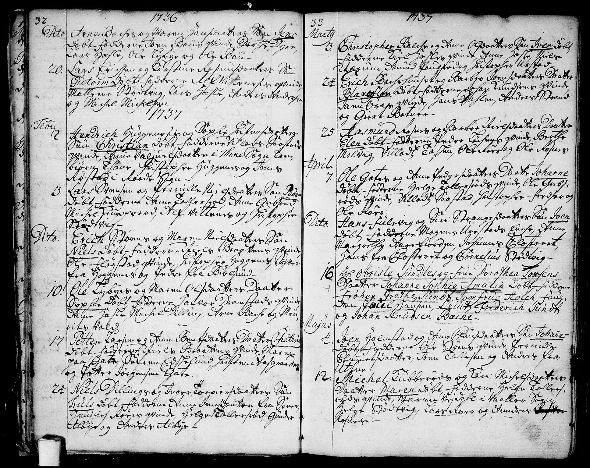 Rygge prestekontor Kirkebøker, SAO/A-10084b/F/Fa/L0001: Parish register (official) no. 1, 1725-1771, p. 32-33