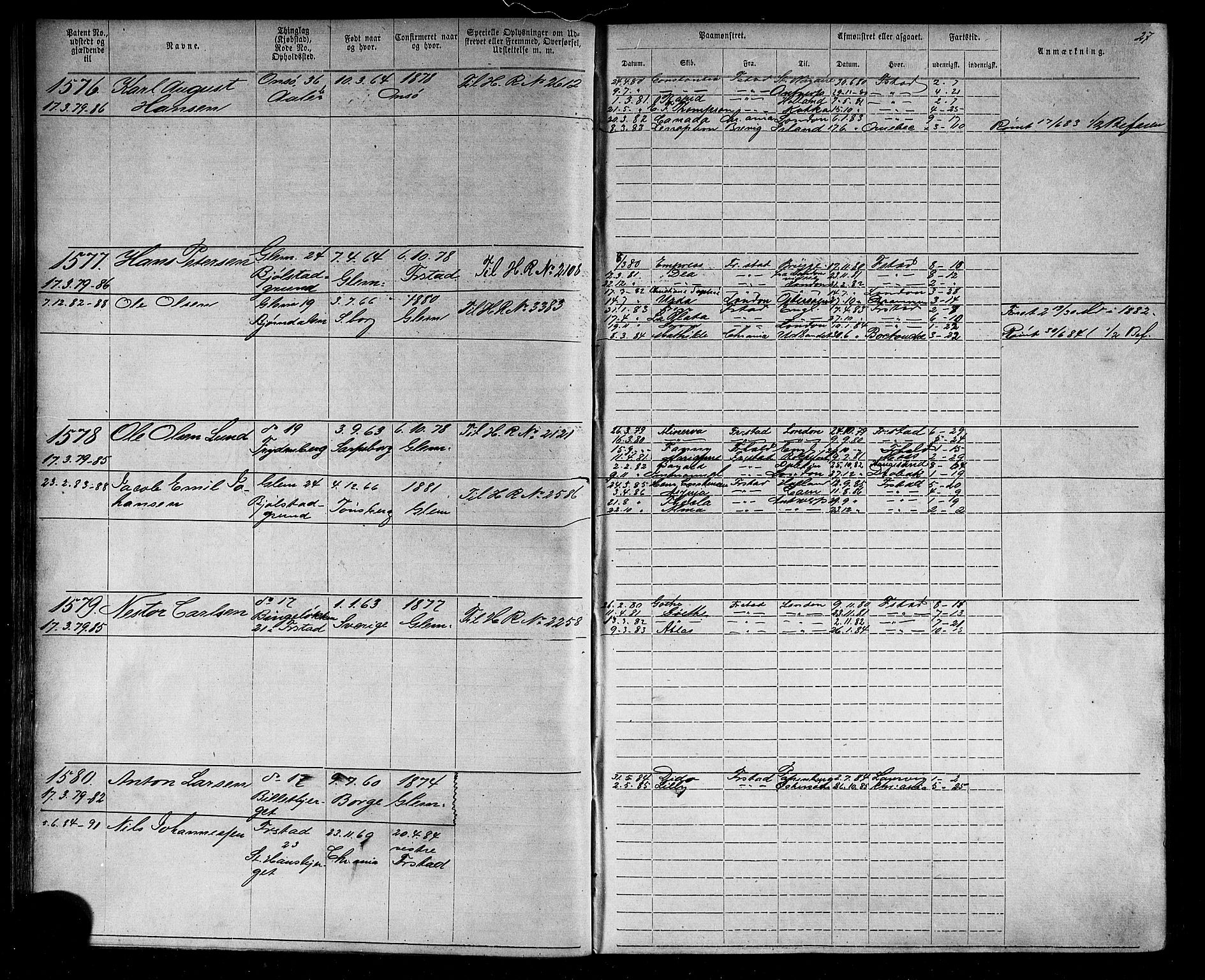 Fredrikstad mønstringskontor, AV/SAO-A-10569b/F/Fc/Fca/L0004: Annotasjonsrulle, 1885-1893, p. 29