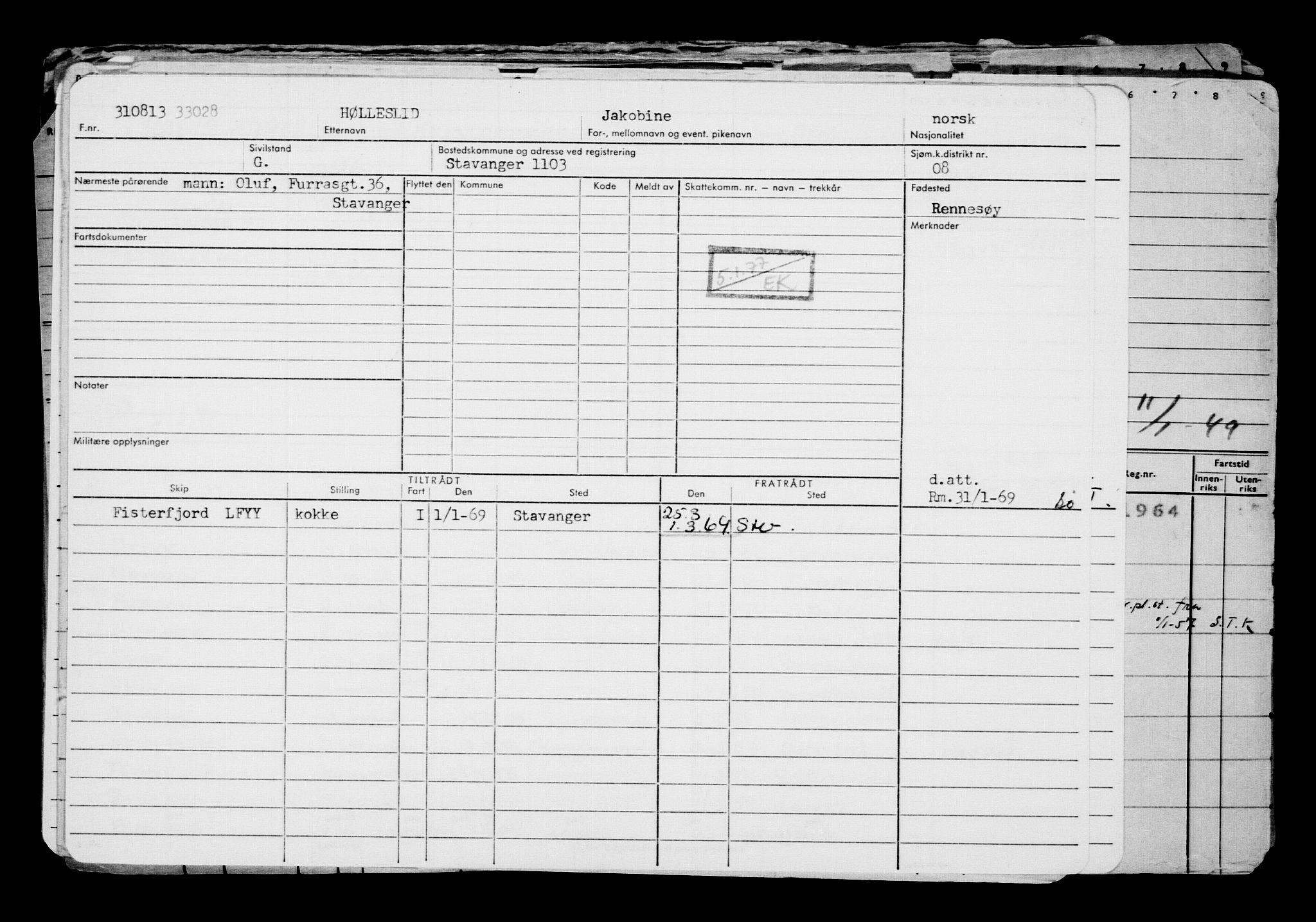 Direktoratet for sjømenn, AV/RA-S-3545/G/Gb/L0114: Hovedkort, 1913, p. 974