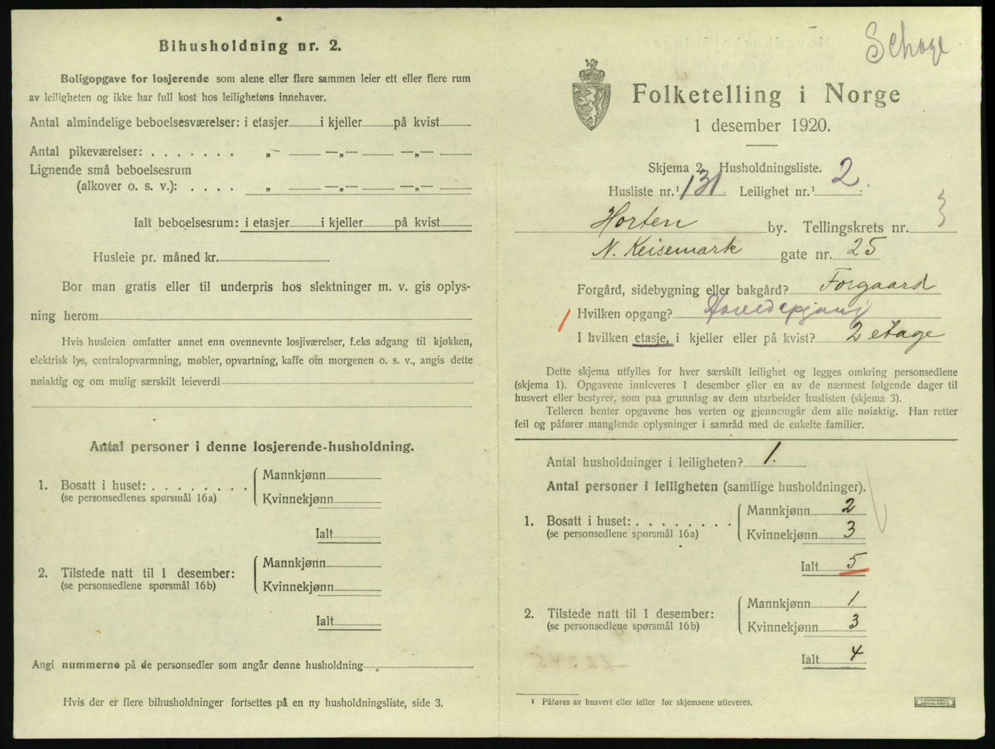 SAKO, 1920 census for Horten, 1920, p. 4567