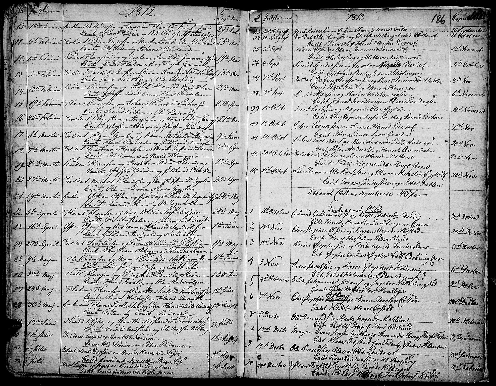 Land prestekontor, SAH/PREST-120/H/Ha/Haa/L0006: Parish register (official) no. 6, 1784-1813, p. 186