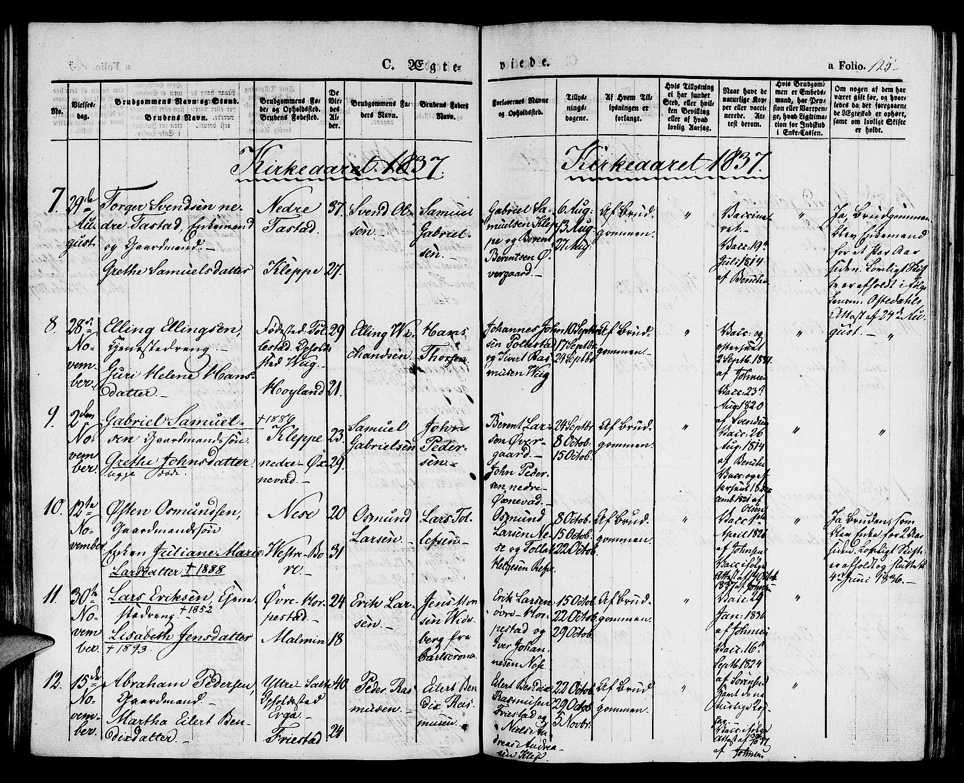 Klepp sokneprestkontor, AV/SAST-A-101803/001/3/30BA/L0003: Parish register (official) no. A 3, 1833-1842, p. 125