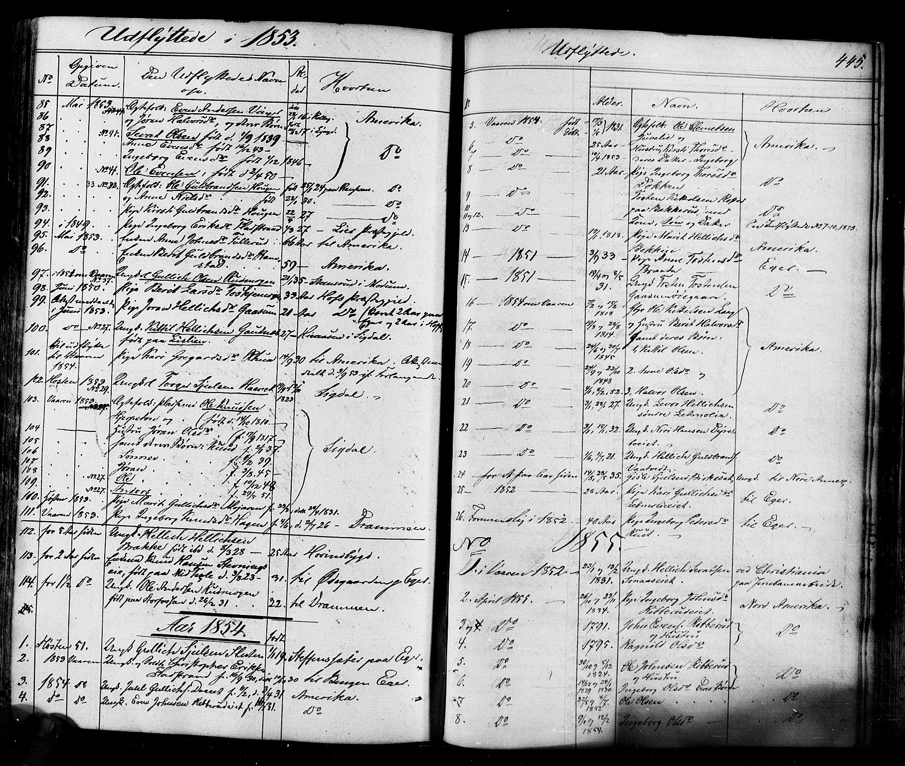 Flesberg kirkebøker, AV/SAKO-A-18/F/Fa/L0006: Parish register (official) no. I 6, 1834-1860, p. 445