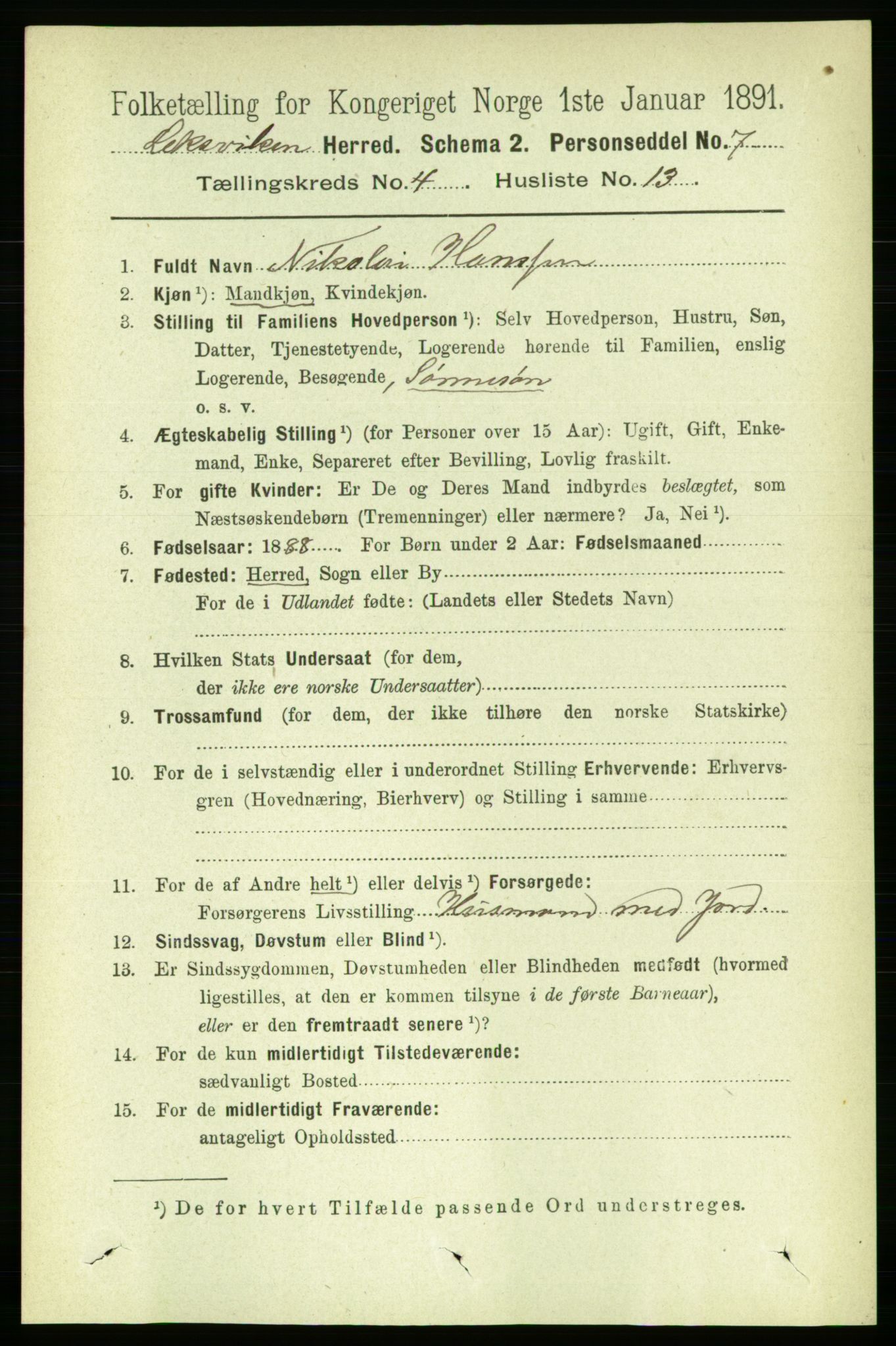 RA, 1891 census for 1718 Leksvik, 1891, p. 1997