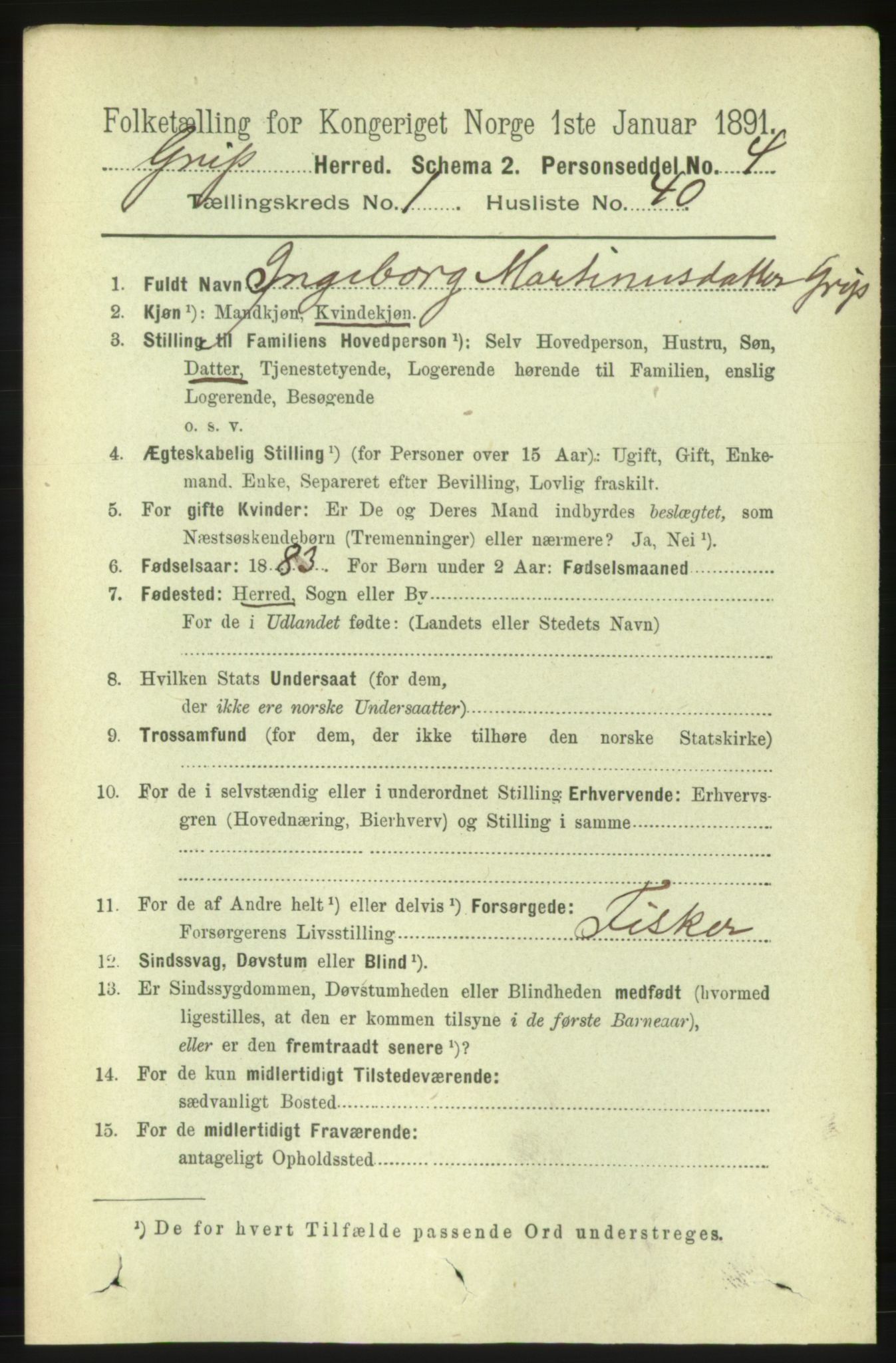 RA, 1891 census for 1556 Frei, 1891, p. 1843