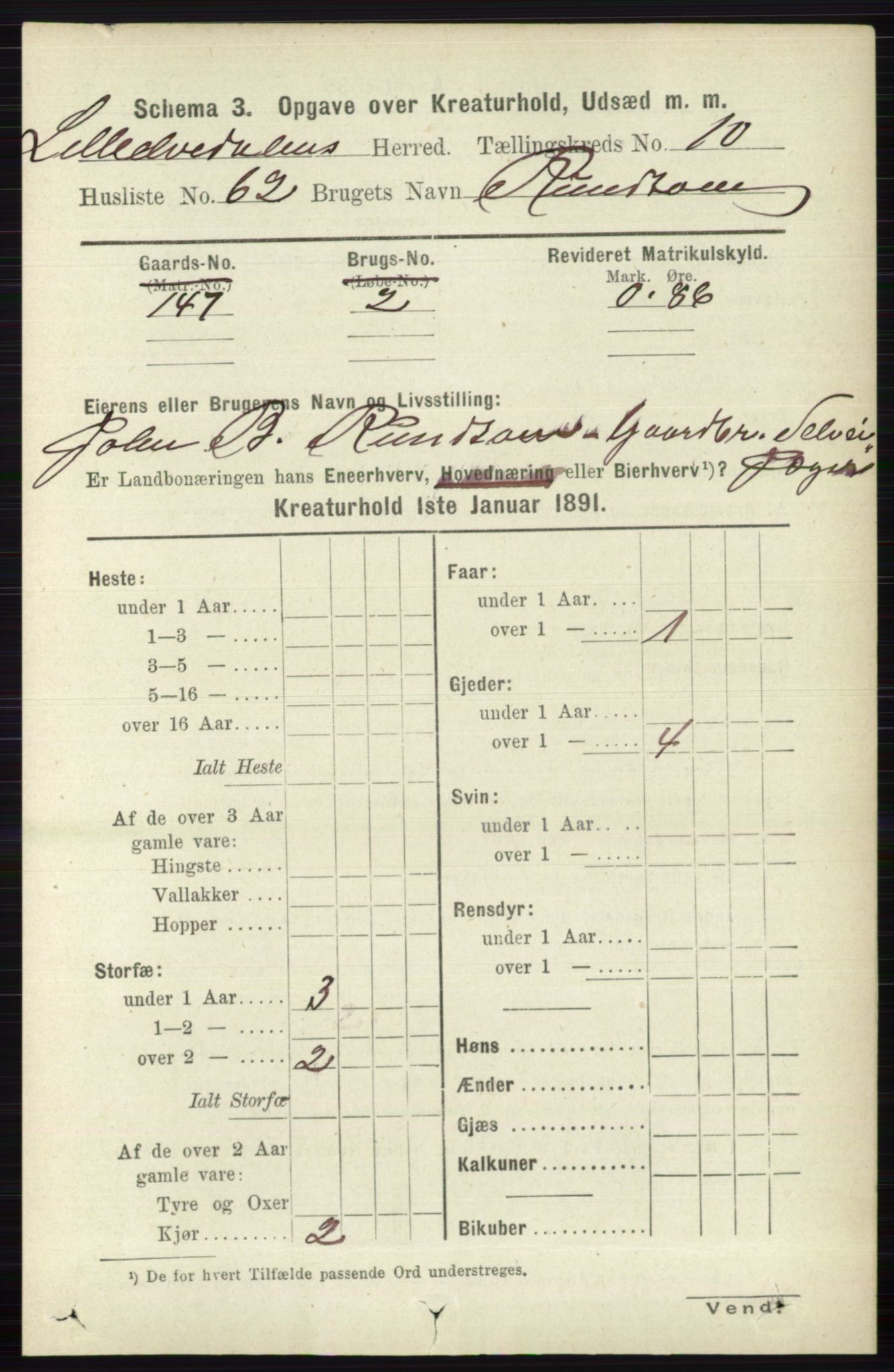 RA, 1891 census for 0438 Lille Elvedalen, 1891, p. 4976