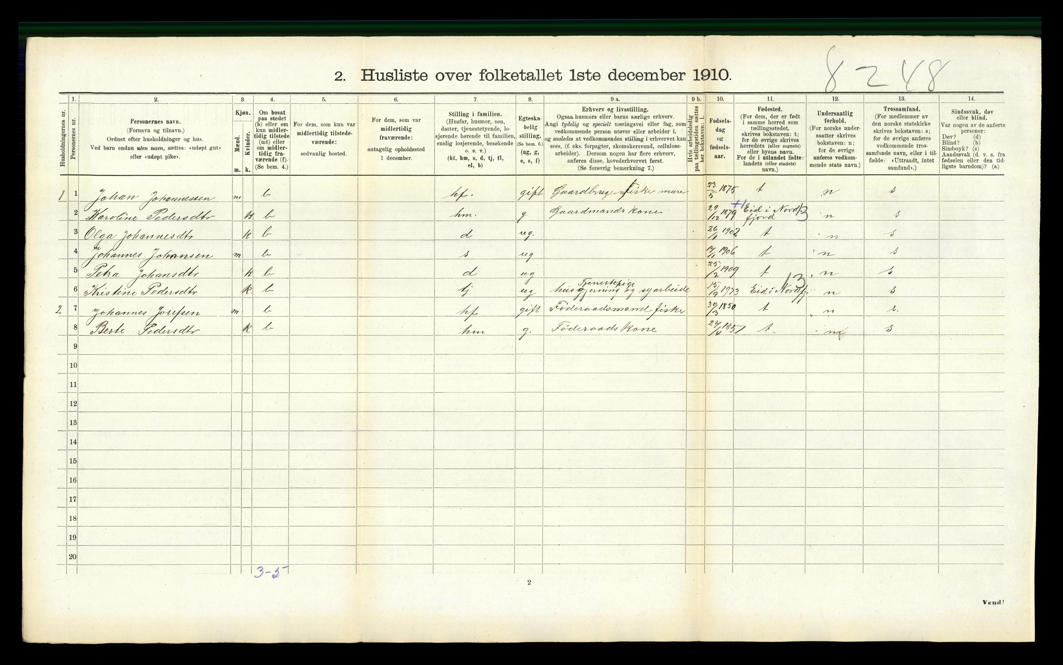 RA, 1910 census for Selje, 1910, p. 763