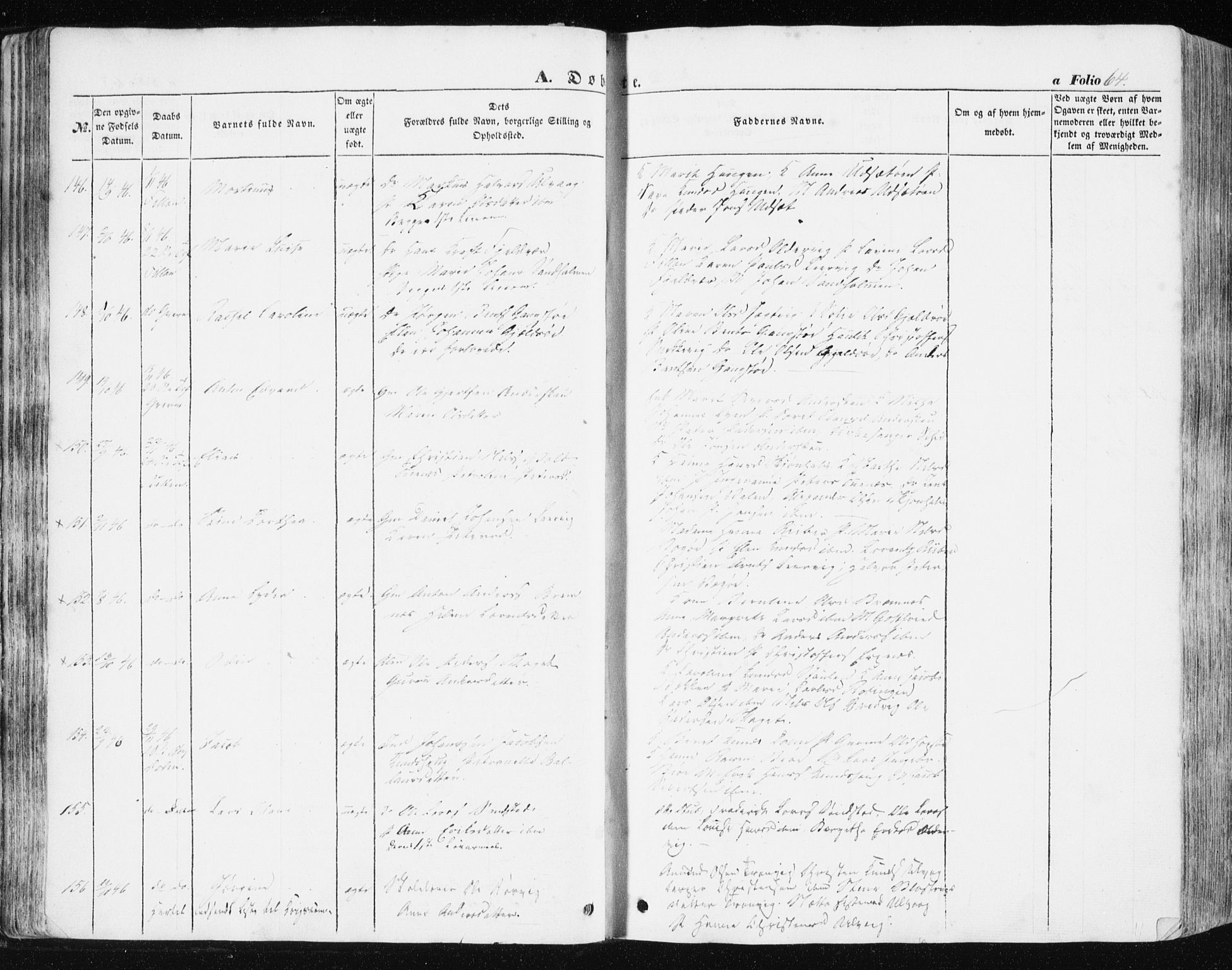 Ministerialprotokoller, klokkerbøker og fødselsregistre - Sør-Trøndelag, AV/SAT-A-1456/634/L0529: Parish register (official) no. 634A05, 1843-1851, p. 64