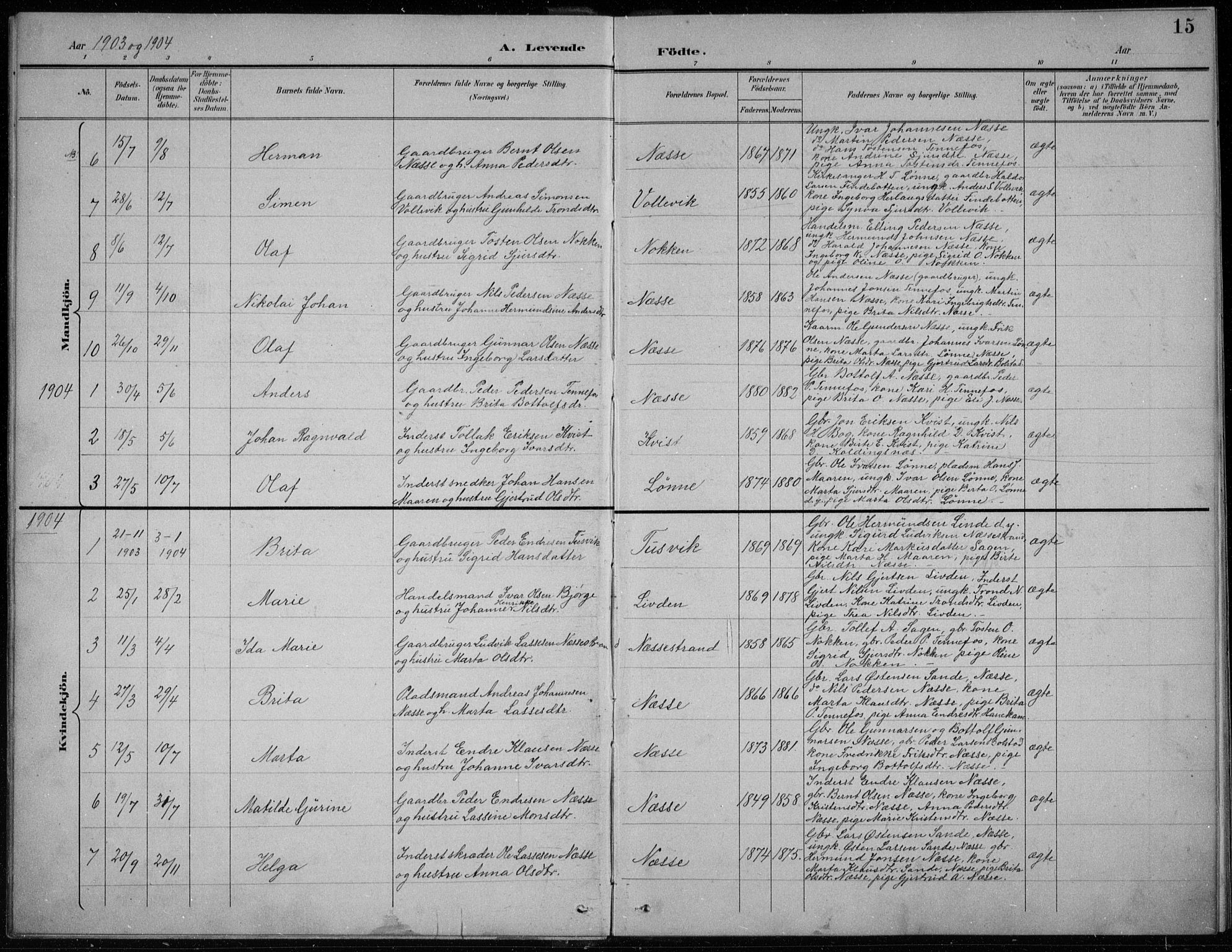Balestrand sokneprestembete, AV/SAB-A-79601/H/Hab/Habc/L0003: Parish register (copy) no. C 3, 1895-1927, p. 15