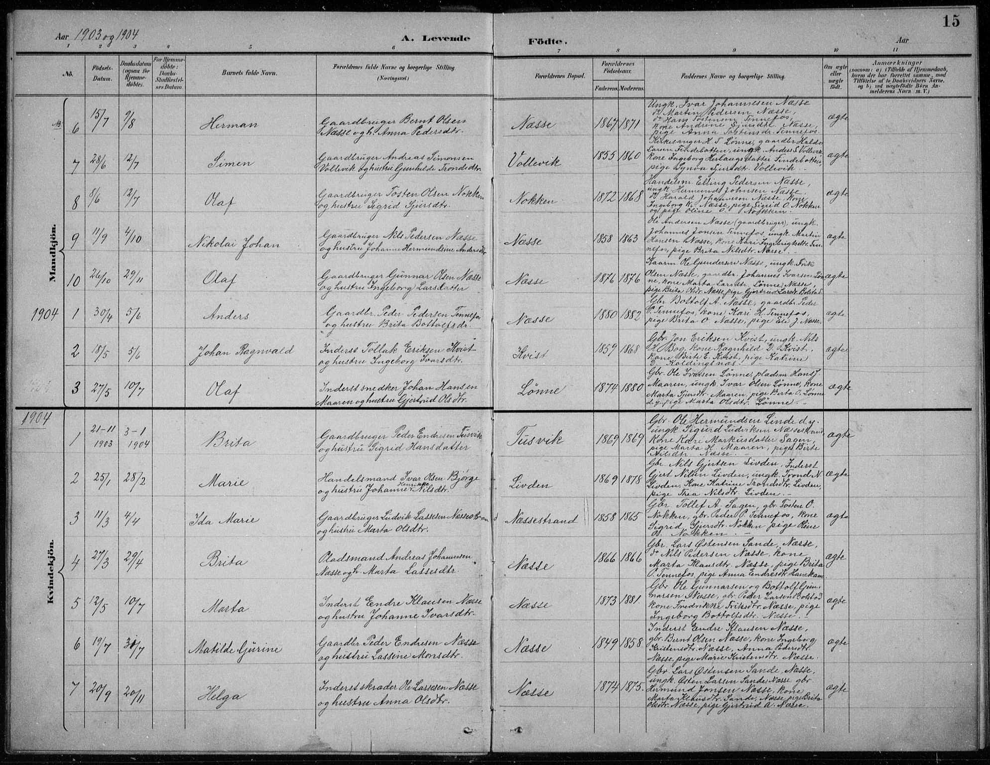 Balestrand sokneprestembete, SAB/A-79601/H/Hab/Habc/L0003: Parish register (copy) no. C 3, 1895-1927, p. 15