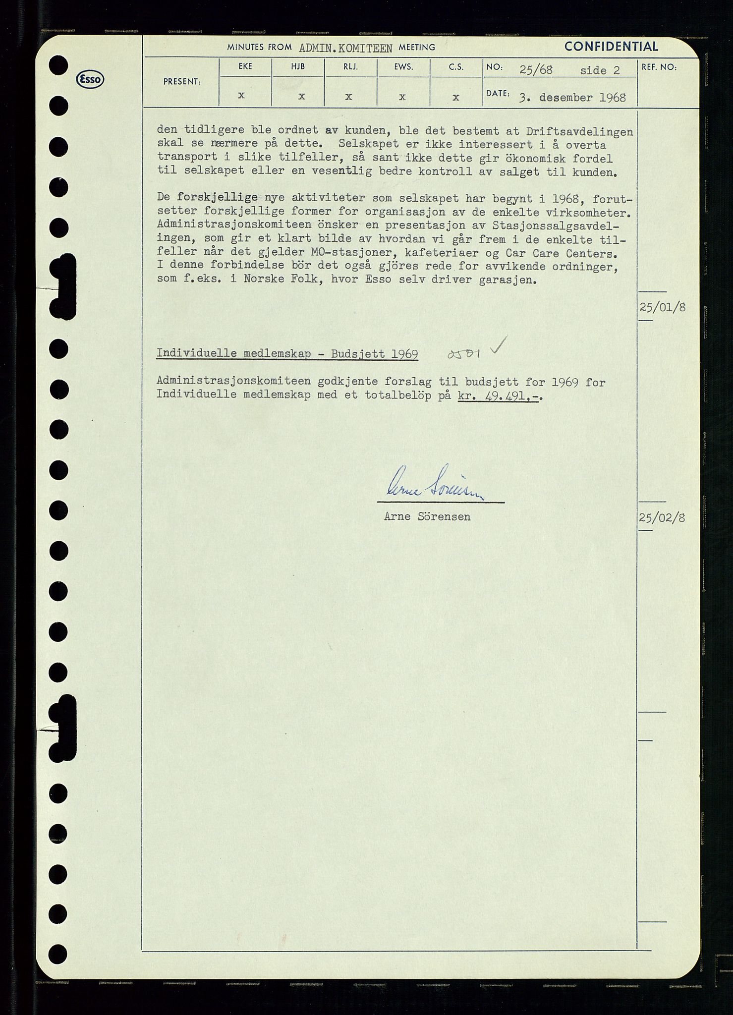 Pa 0982 - Esso Norge A/S, AV/SAST-A-100448/A/Aa/L0002/0004: Den administrerende direksjon Board minutes (styrereferater) / Den administrerende direksjon Board minutes (styrereferater), 1968, p. 110