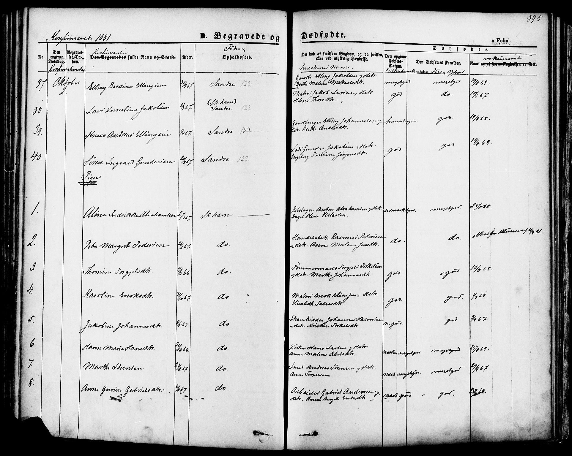 Skudenes sokneprestkontor, AV/SAST-A -101849/H/Ha/Haa/L0006: Parish register (official) no. A 4, 1864-1881, p. 395