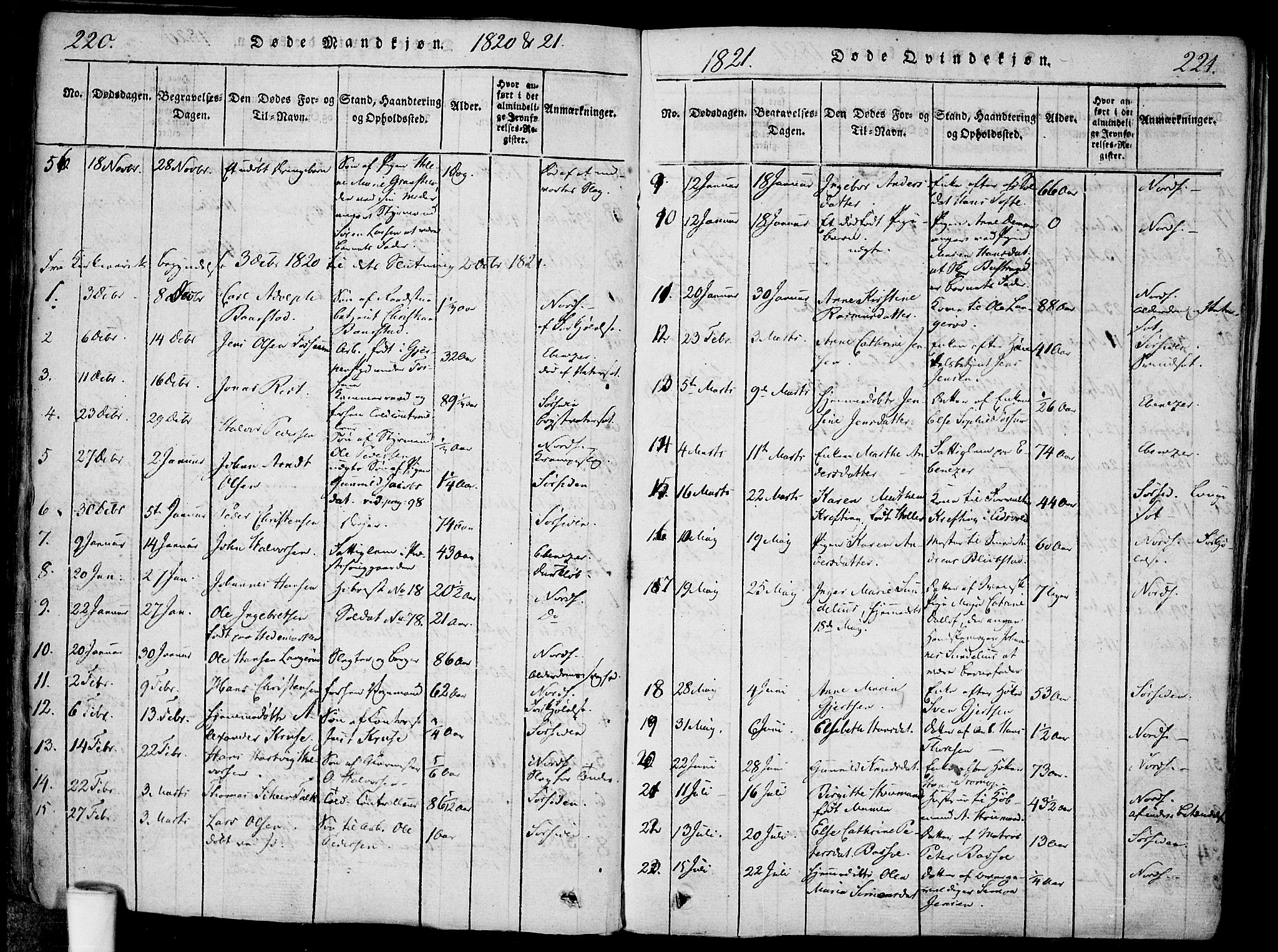 Halden prestekontor Kirkebøker, SAO/A-10909/F/Fa/L0003: Parish register (official) no. I 3, 1815-1834, p. 220-221