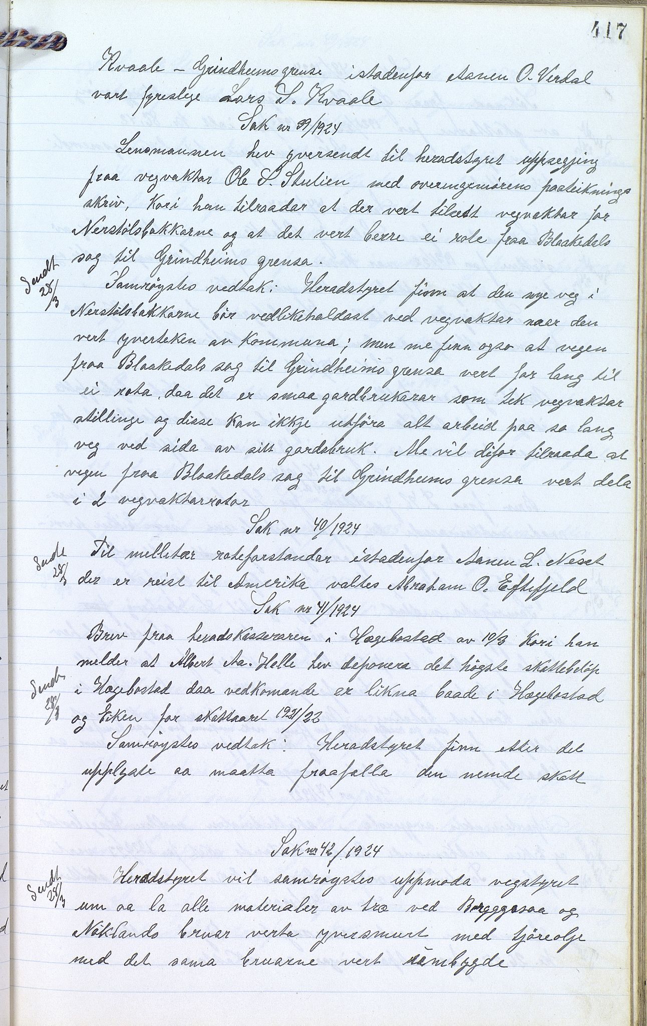 Eiken kommune - Formannskapet, ARKSOR/1034EI120/A/L0001: Møtebok, 1916-1925, p. 417