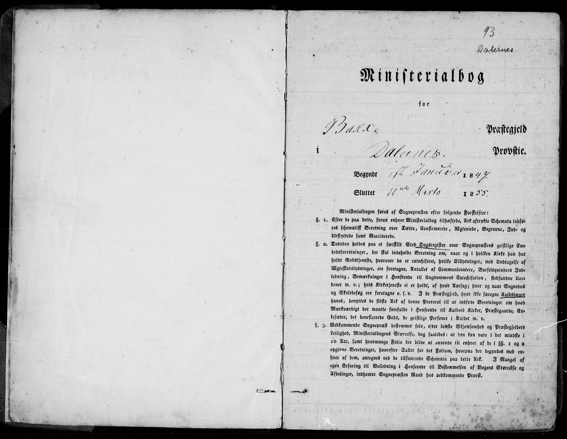 Bakke sokneprestkontor, SAK/1111-0002/F/Fa/Faa/L0005: Parish register (official) no. A 5, 1847-1855