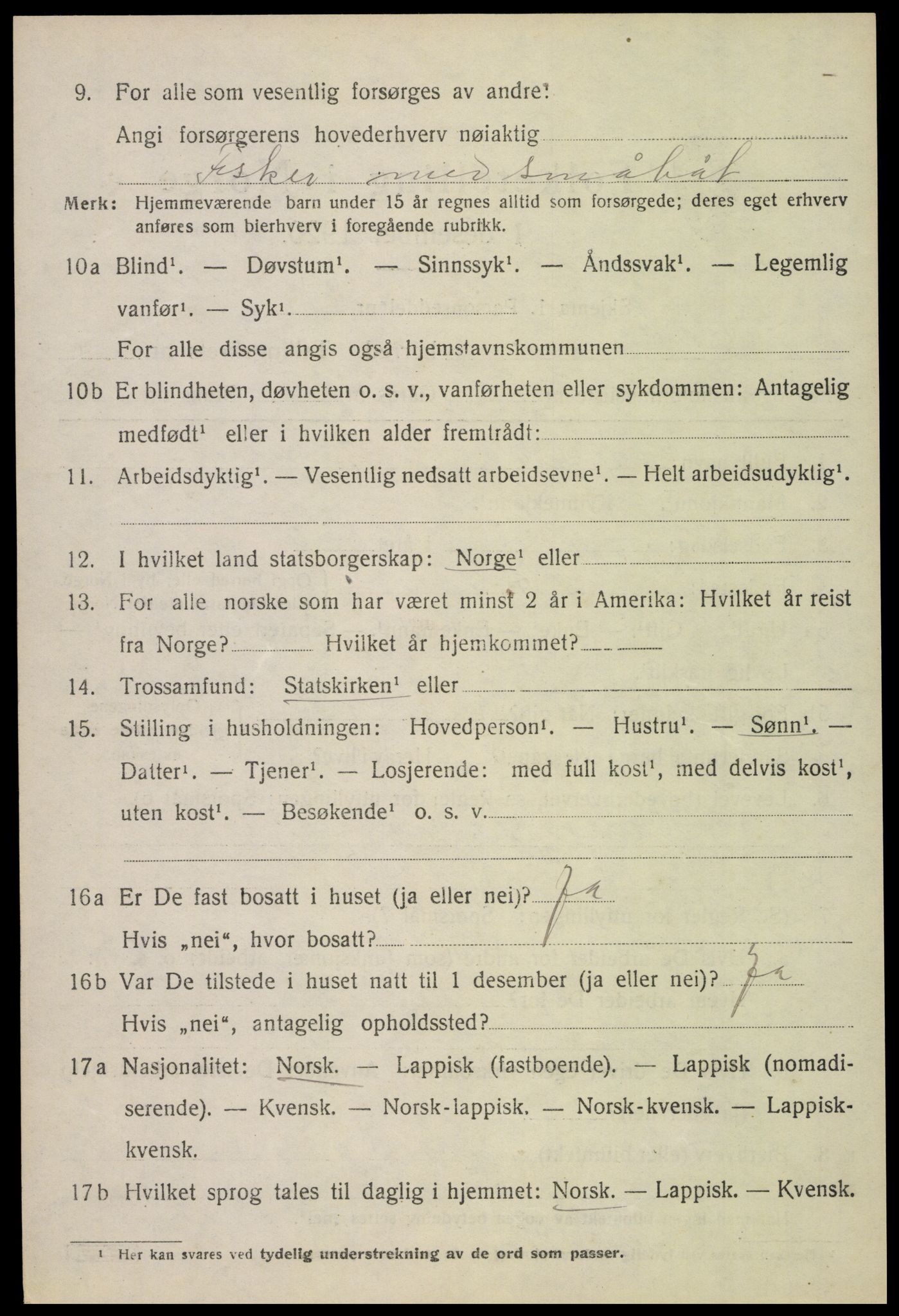 SAT, 1920 census for Vågan, 1920, p. 2832