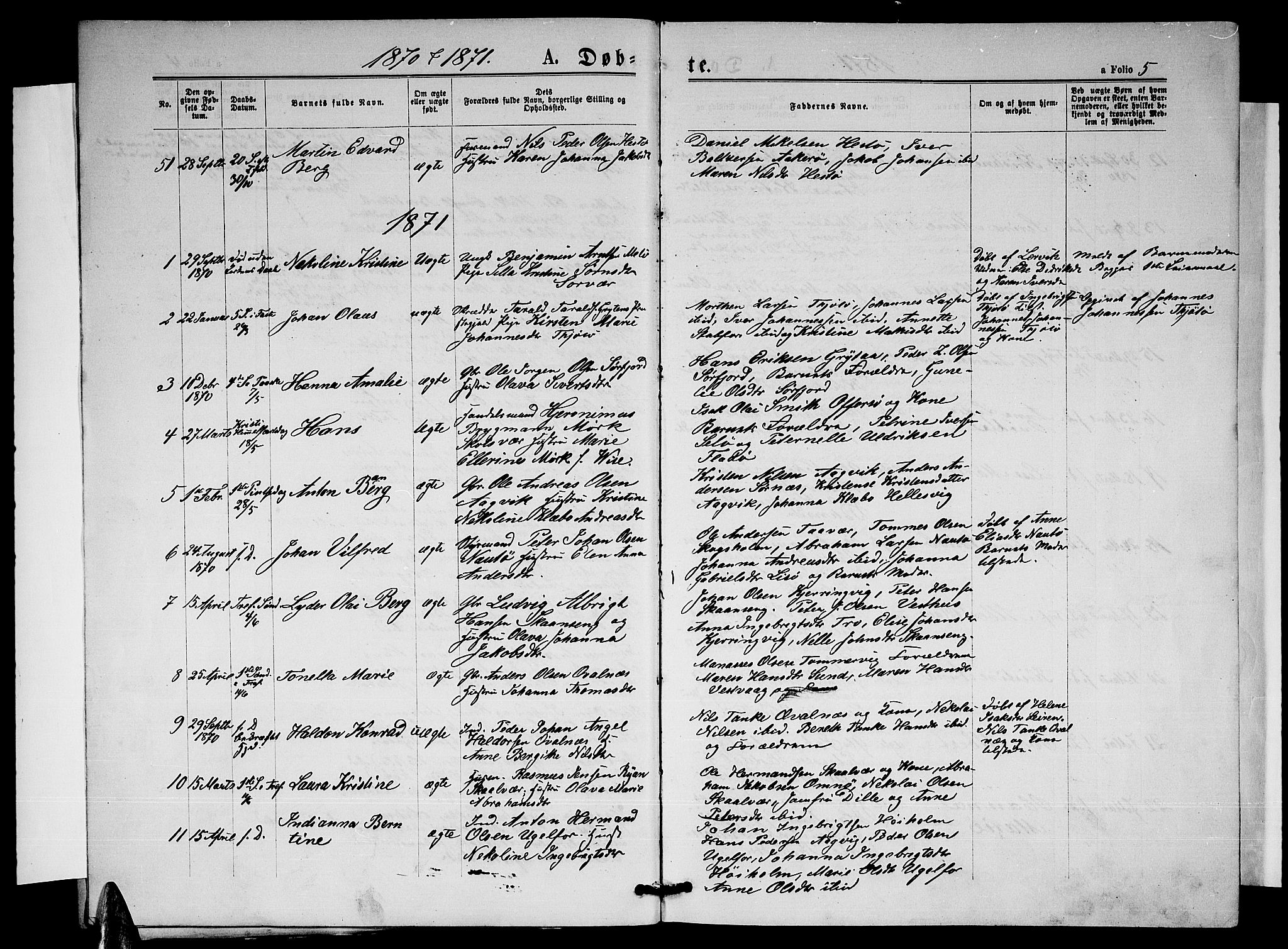 Ministerialprotokoller, klokkerbøker og fødselsregistre - Nordland, AV/SAT-A-1459/817/L0267: Parish register (copy) no. 817C02, 1870-1883, p. 5