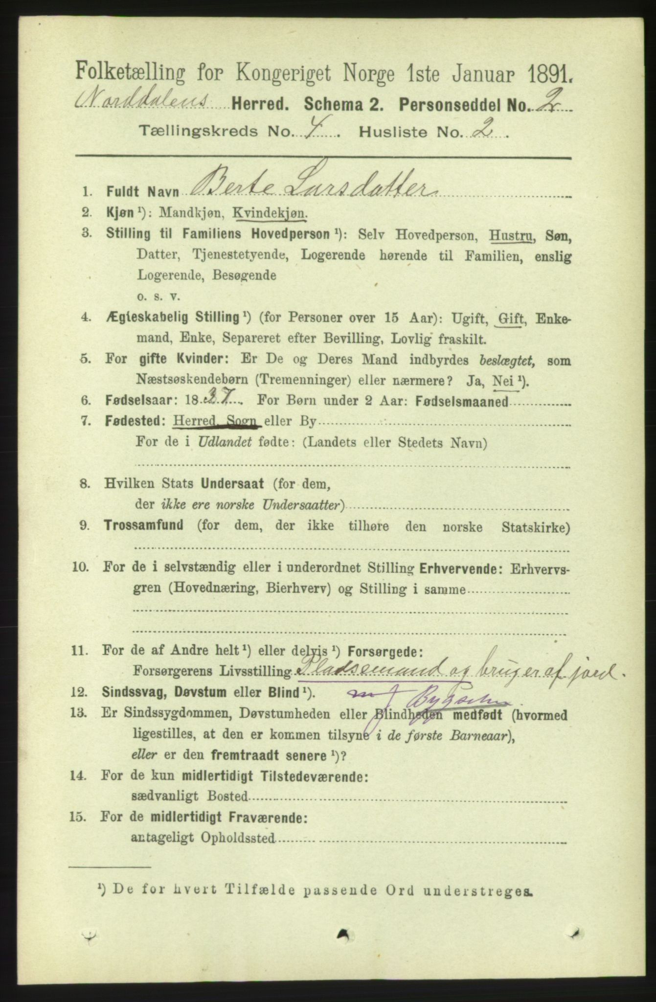 RA, 1891 census for 1524 Norddal, 1891, p. 792