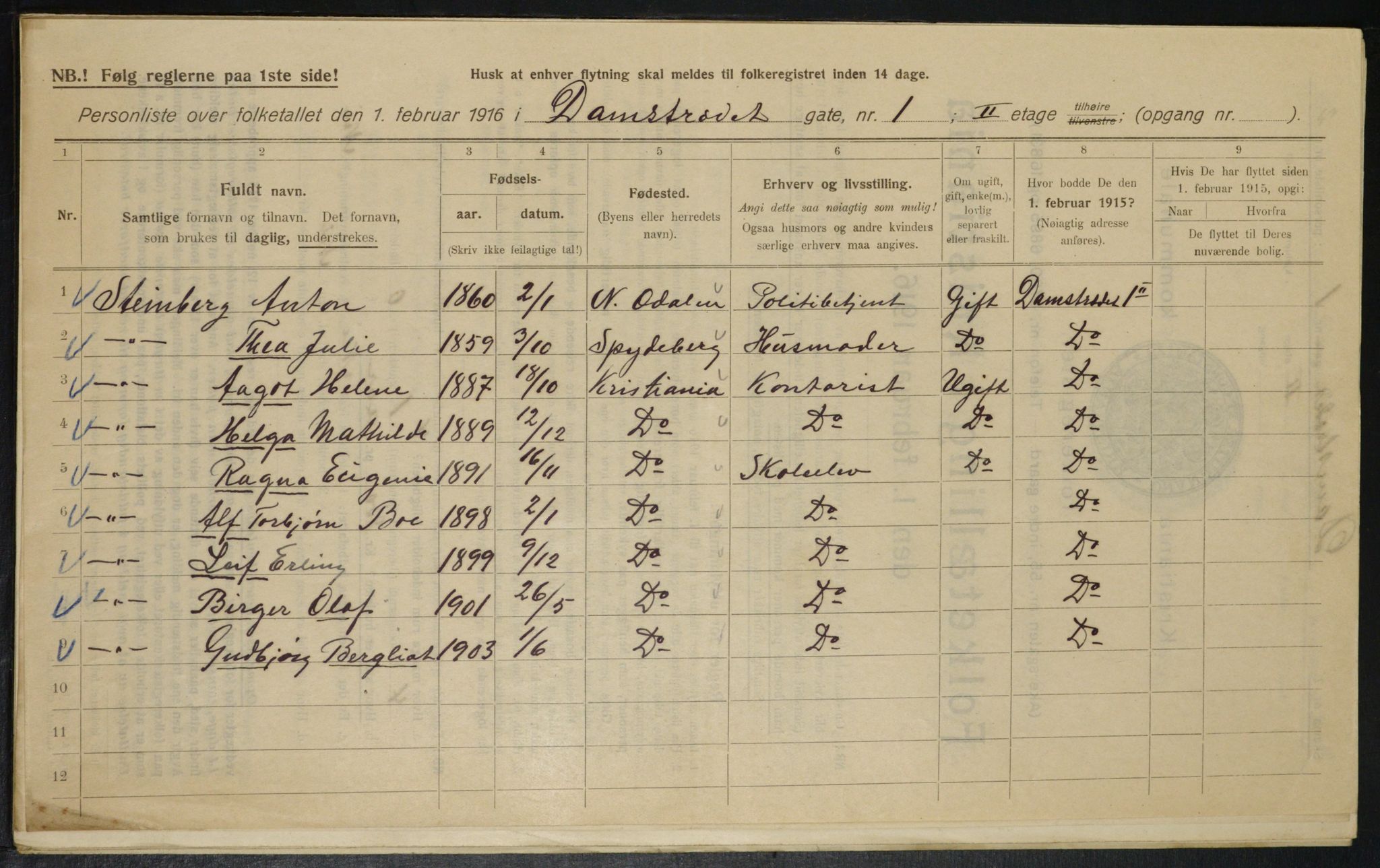 OBA, Municipal Census 1916 for Kristiania, 1916, p. 14441