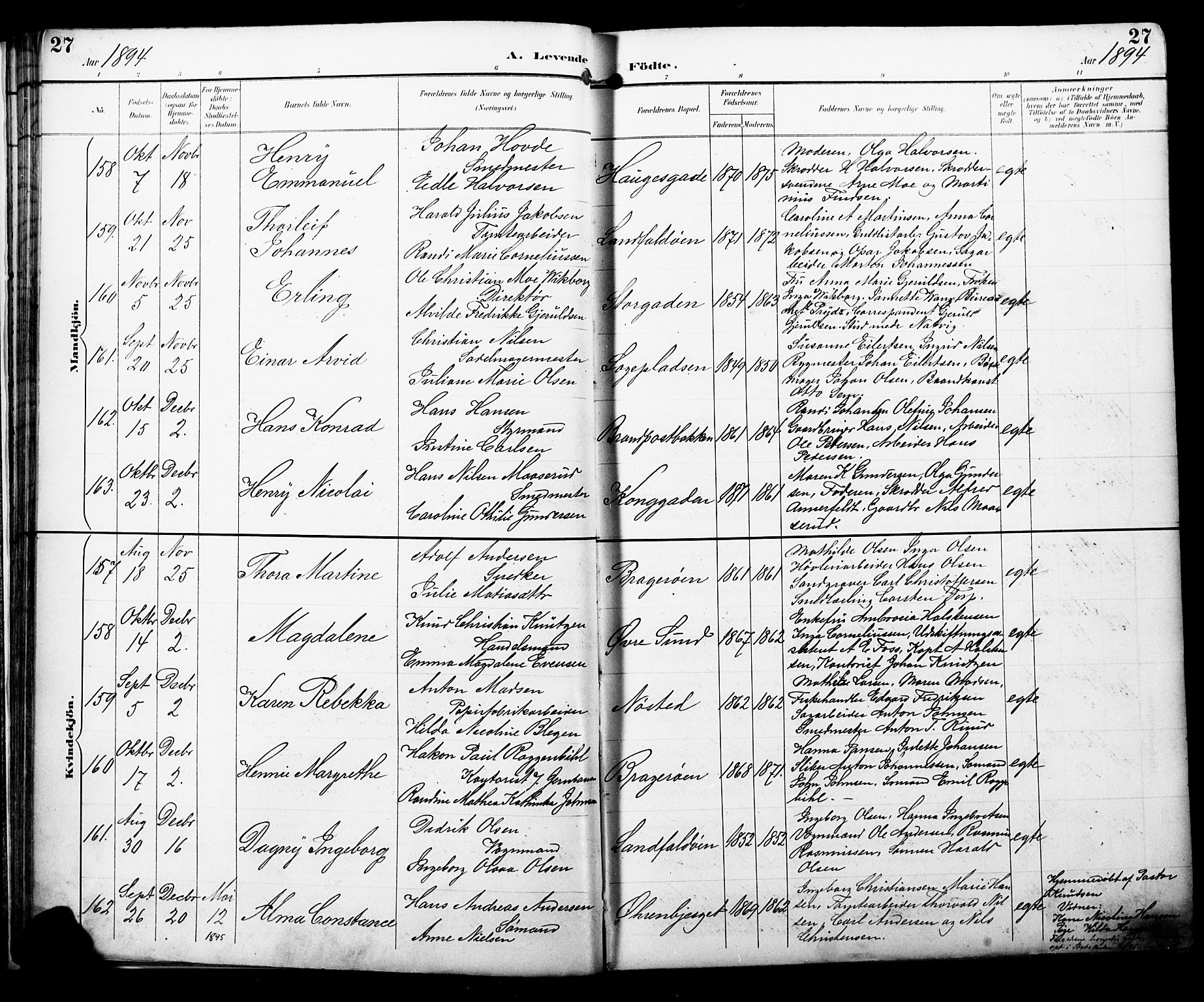 Bragernes kirkebøker, SAKO/A-6/F/Fb/L0008: Parish register (official) no. II 8, 1894-1902, p. 27