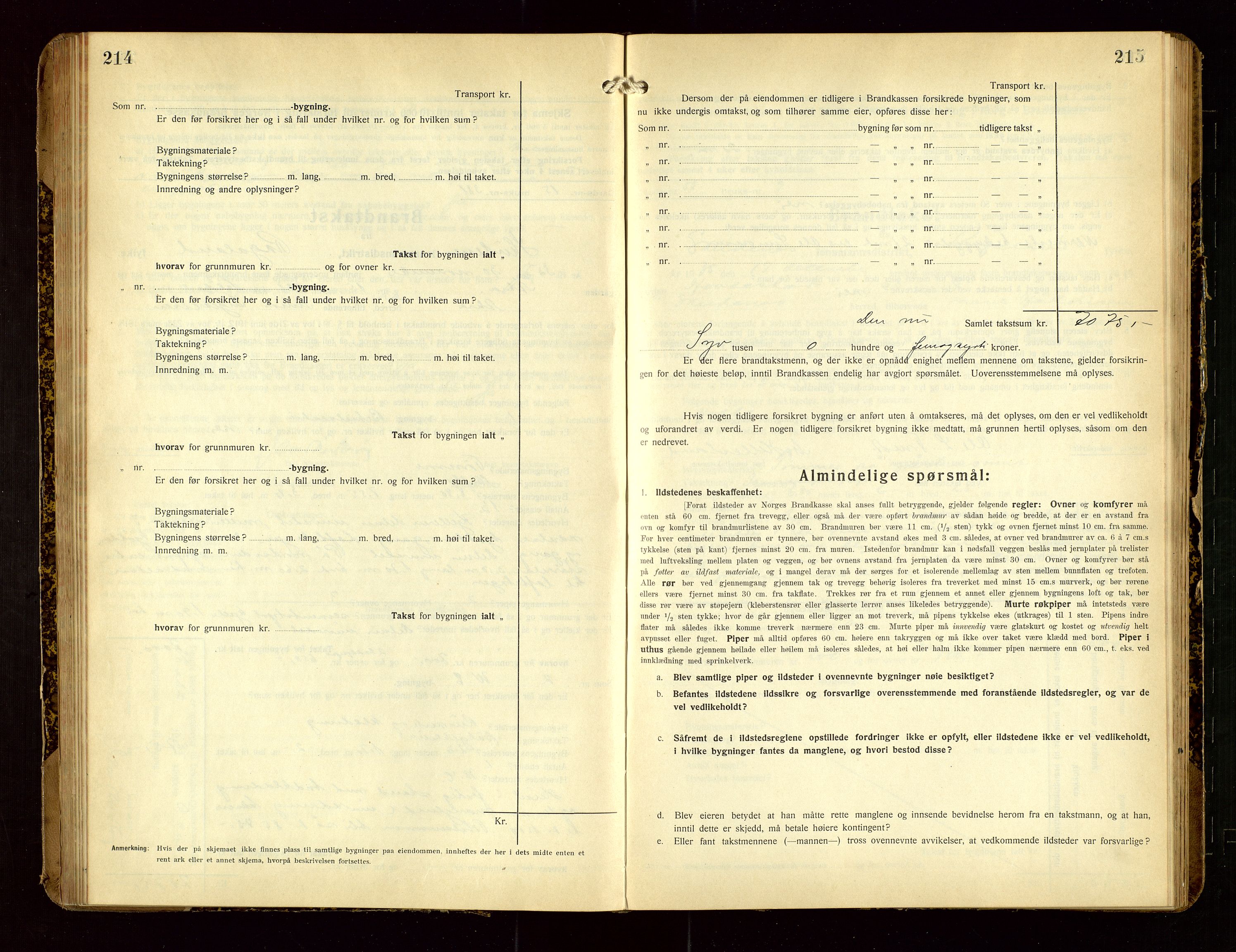 Skudenes lensmannskontor, SAST/A-100444/Gob/L0002: "Brandtakstprotokoll", 1925-1952, p. 214-215