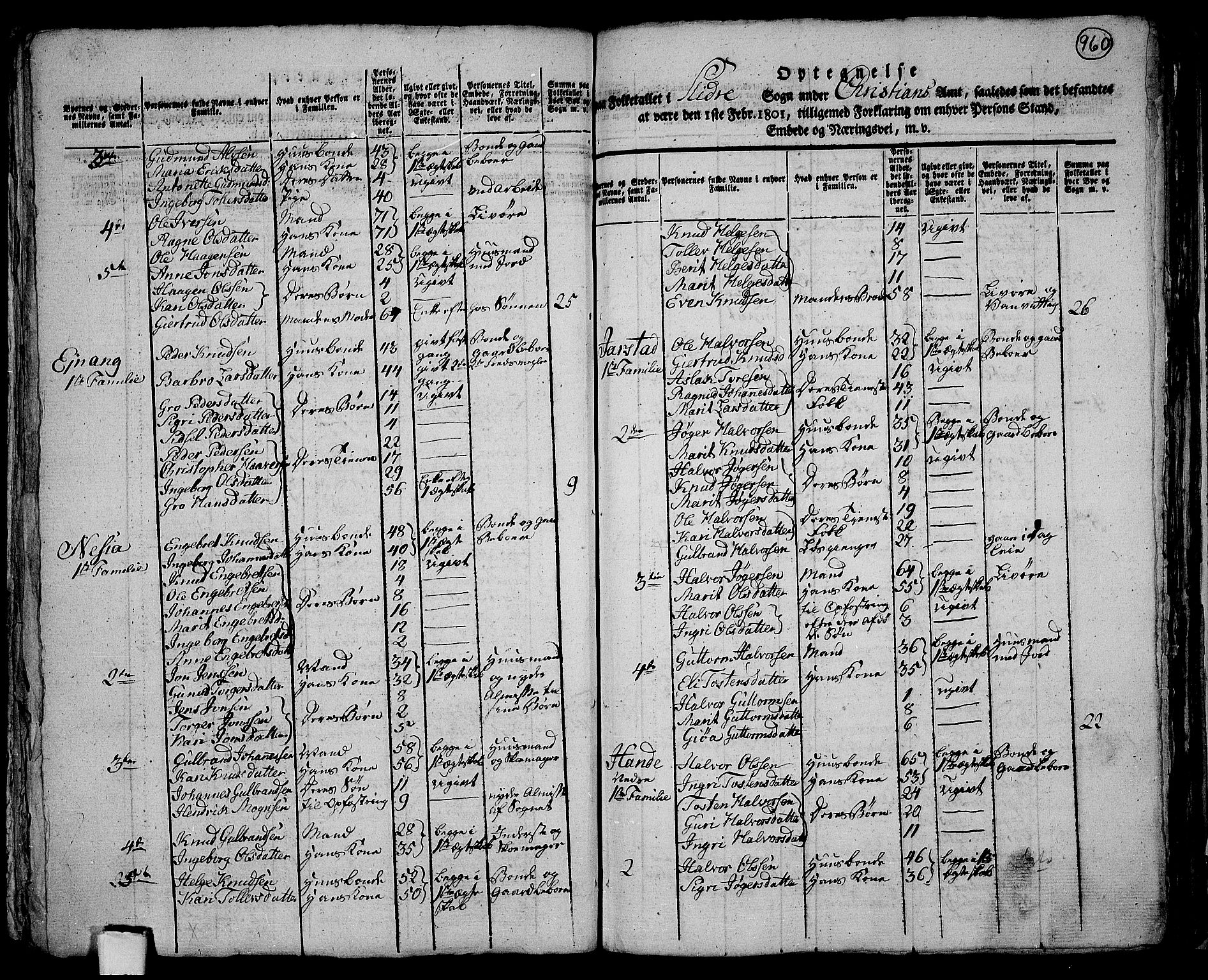 RA, 1801 census for 0543P Slidre, 1801, p. 959b-960a