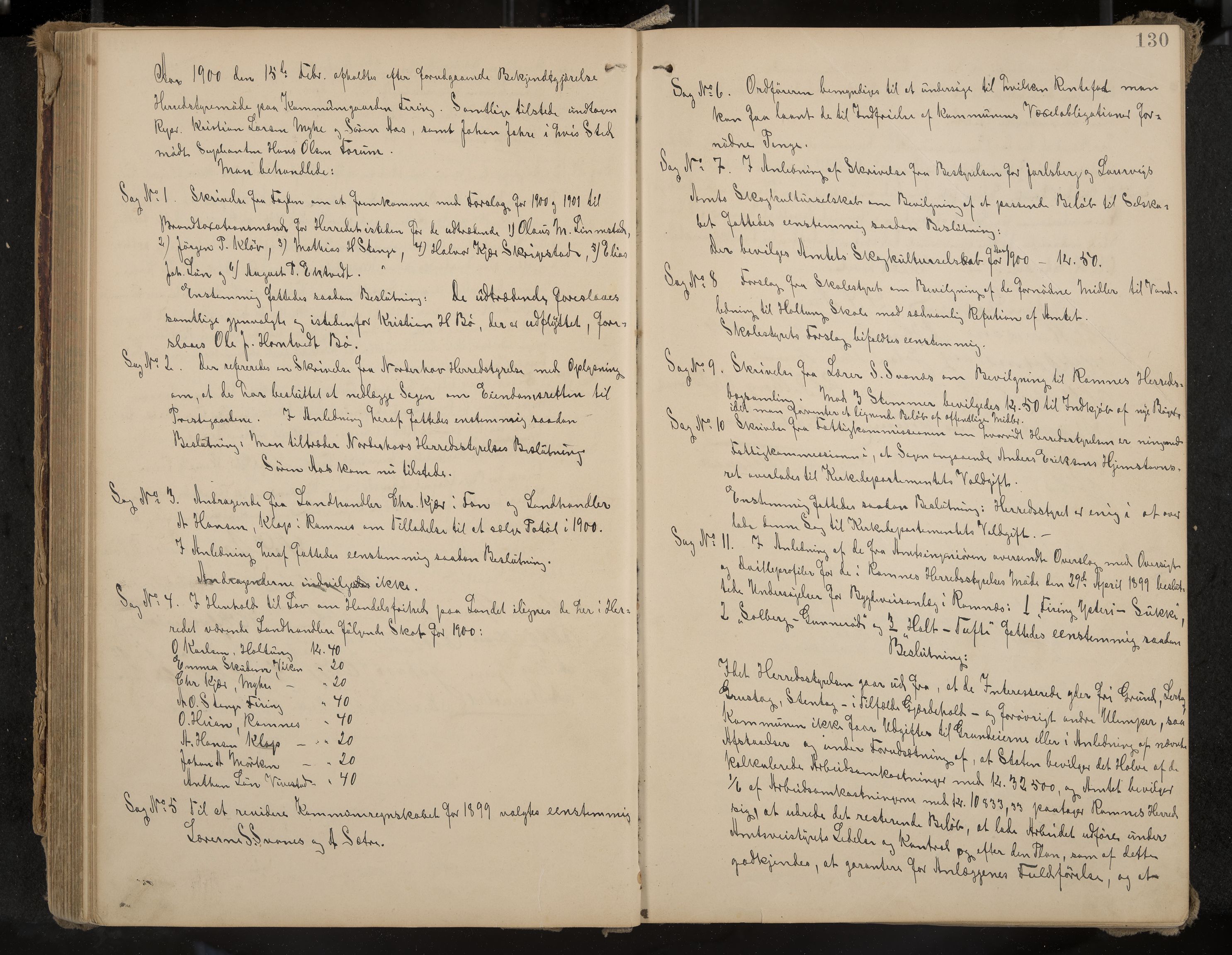 Ramnes formannskap og sentraladministrasjon, IKAK/0718021/A/Aa/L0004: Møtebok, 1892-1907, p. 130