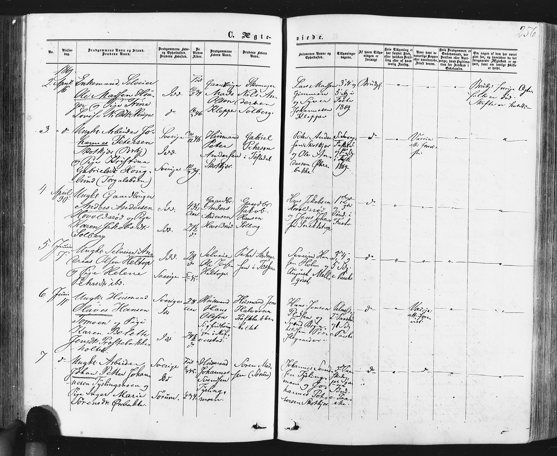 Idd prestekontor Kirkebøker, SAO/A-10911/F/Fc/L0005: Parish register (official) no. III 5, 1861-1877, p. 256