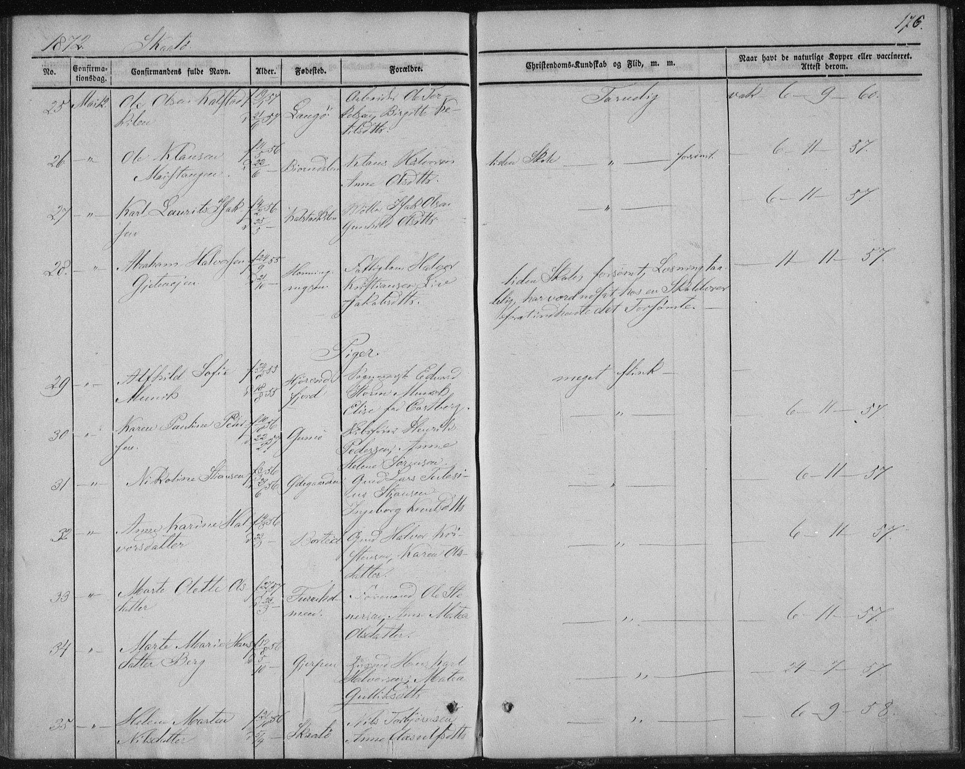 Sannidal kirkebøker, AV/SAKO-A-296/F/Fa/L0009: Parish register (official) no. 9, 1855-1873, p. 176