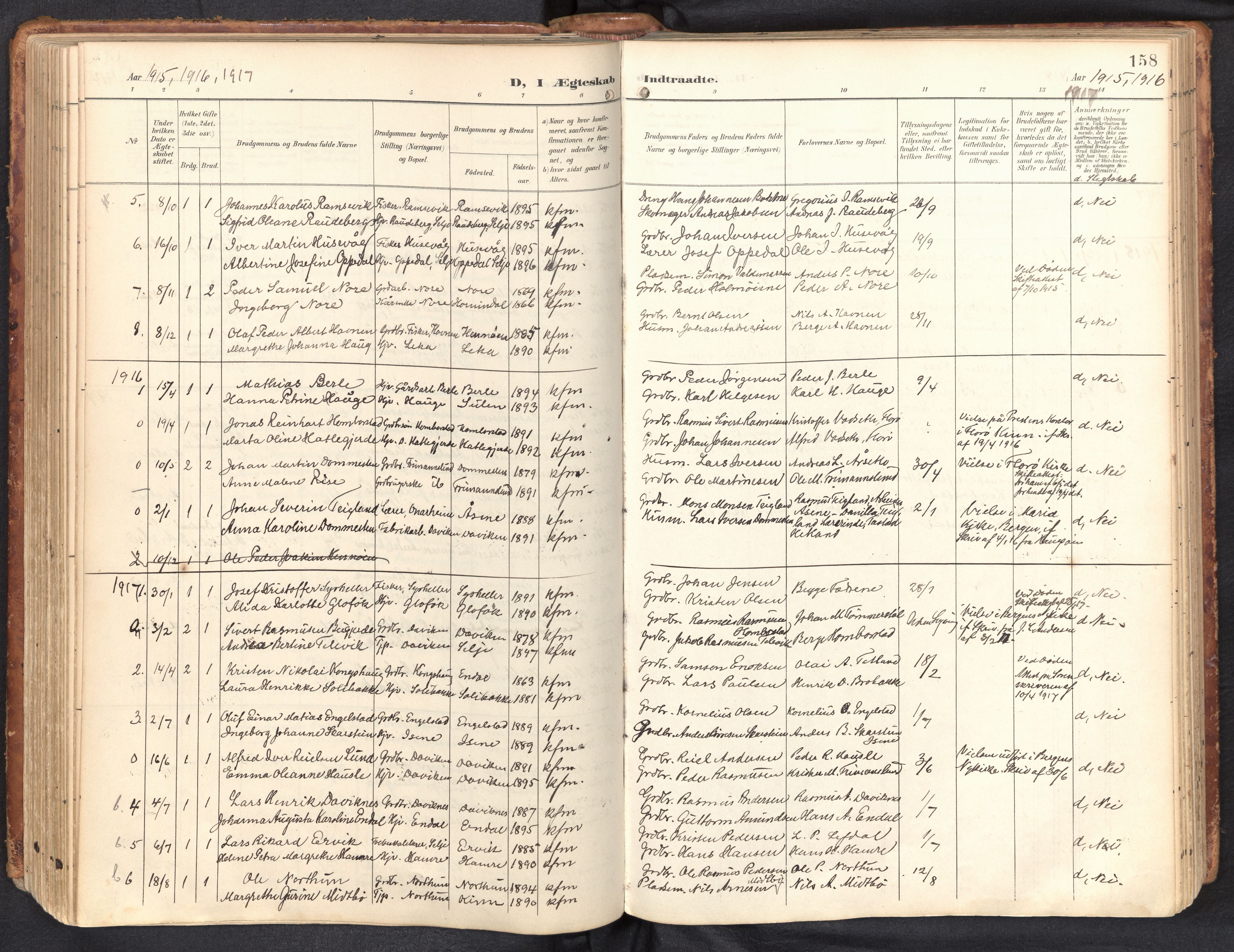 Davik sokneprestembete, AV/SAB-A-79701/H/Haa/Haab/L0002: Parish register (official) no. B 2, 1901-1934, p. 158