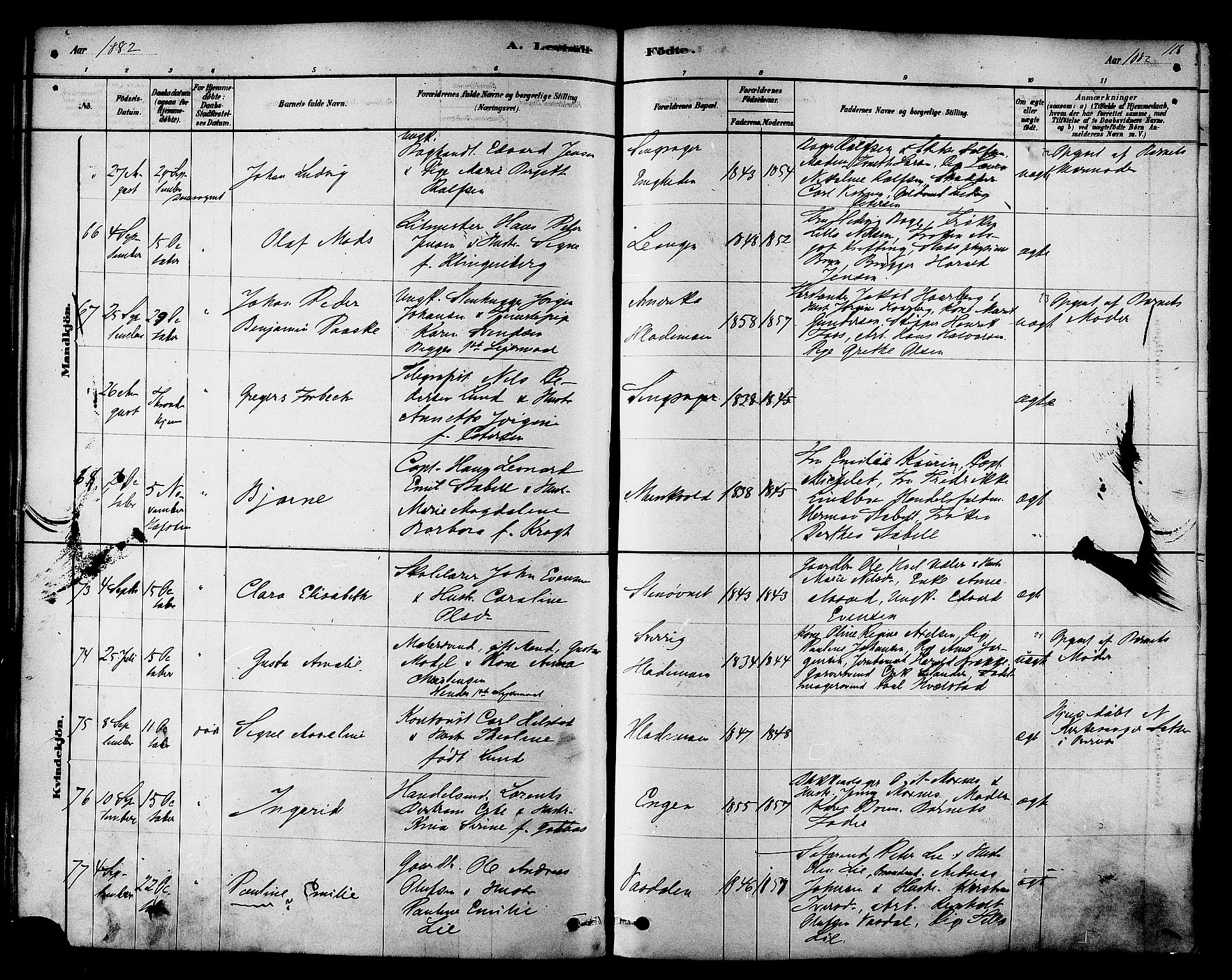 Ministerialprotokoller, klokkerbøker og fødselsregistre - Sør-Trøndelag, AV/SAT-A-1456/606/L0294: Parish register (official) no. 606A09, 1878-1886, p. 118