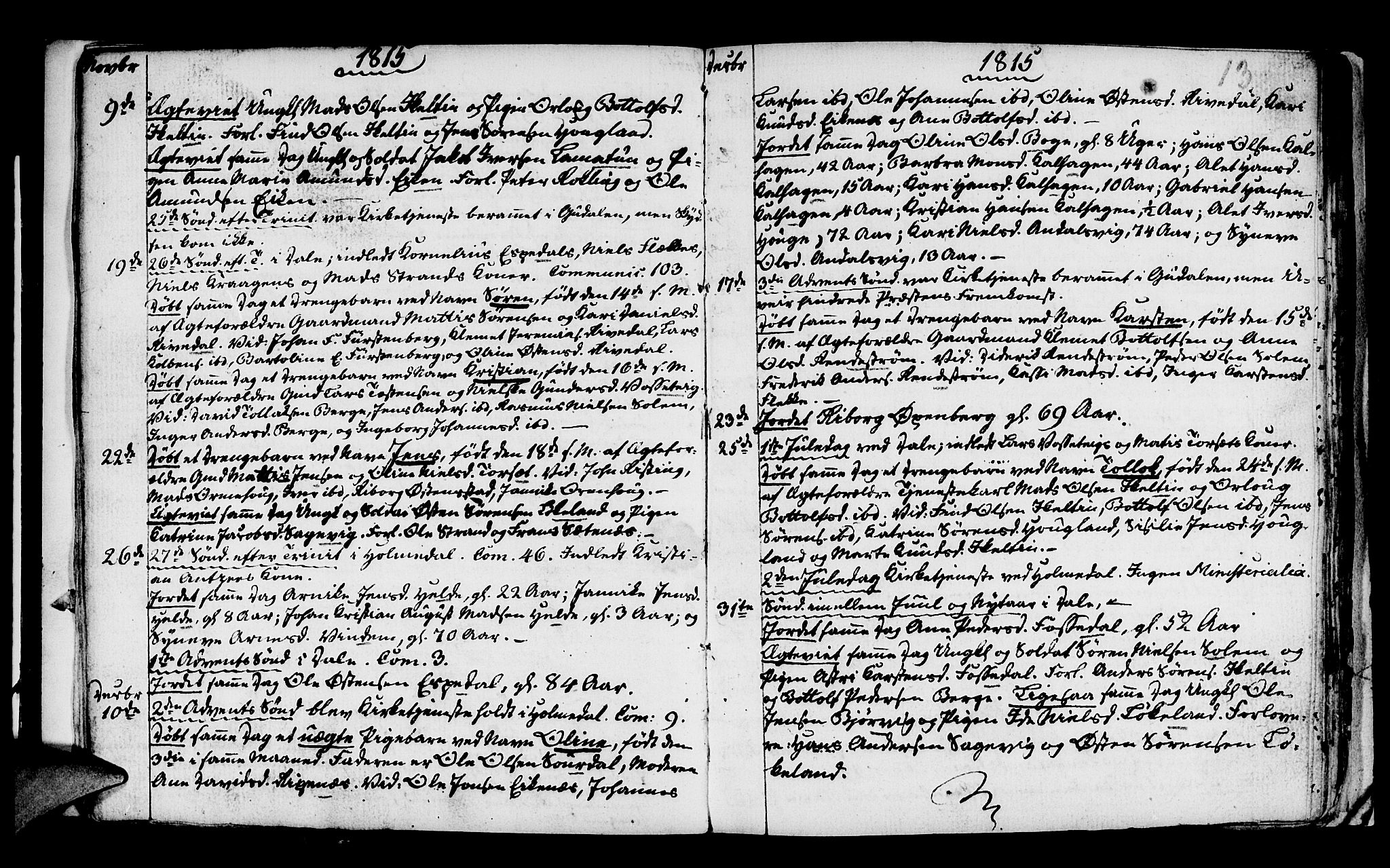 Fjaler sokneprestembete, AV/SAB-A-79801/H/Haa/Haaa/L0004: Parish register (official) no. A 4, 1814-1821, p. 13