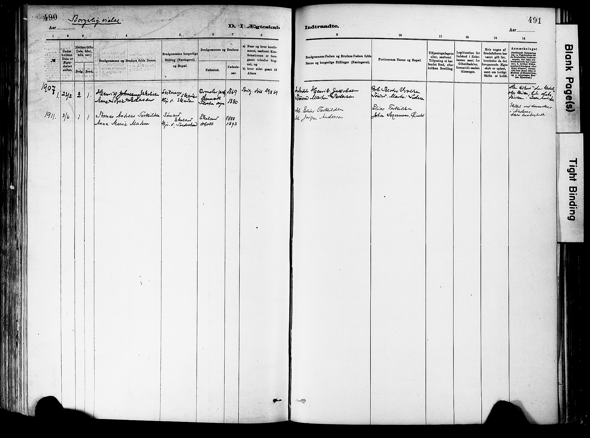 Dypvåg sokneprestkontor, SAK/1111-0007/F/Fa/Fab/L0001: Parish register (official) no. A 1, 1885-1912, p. 490-491