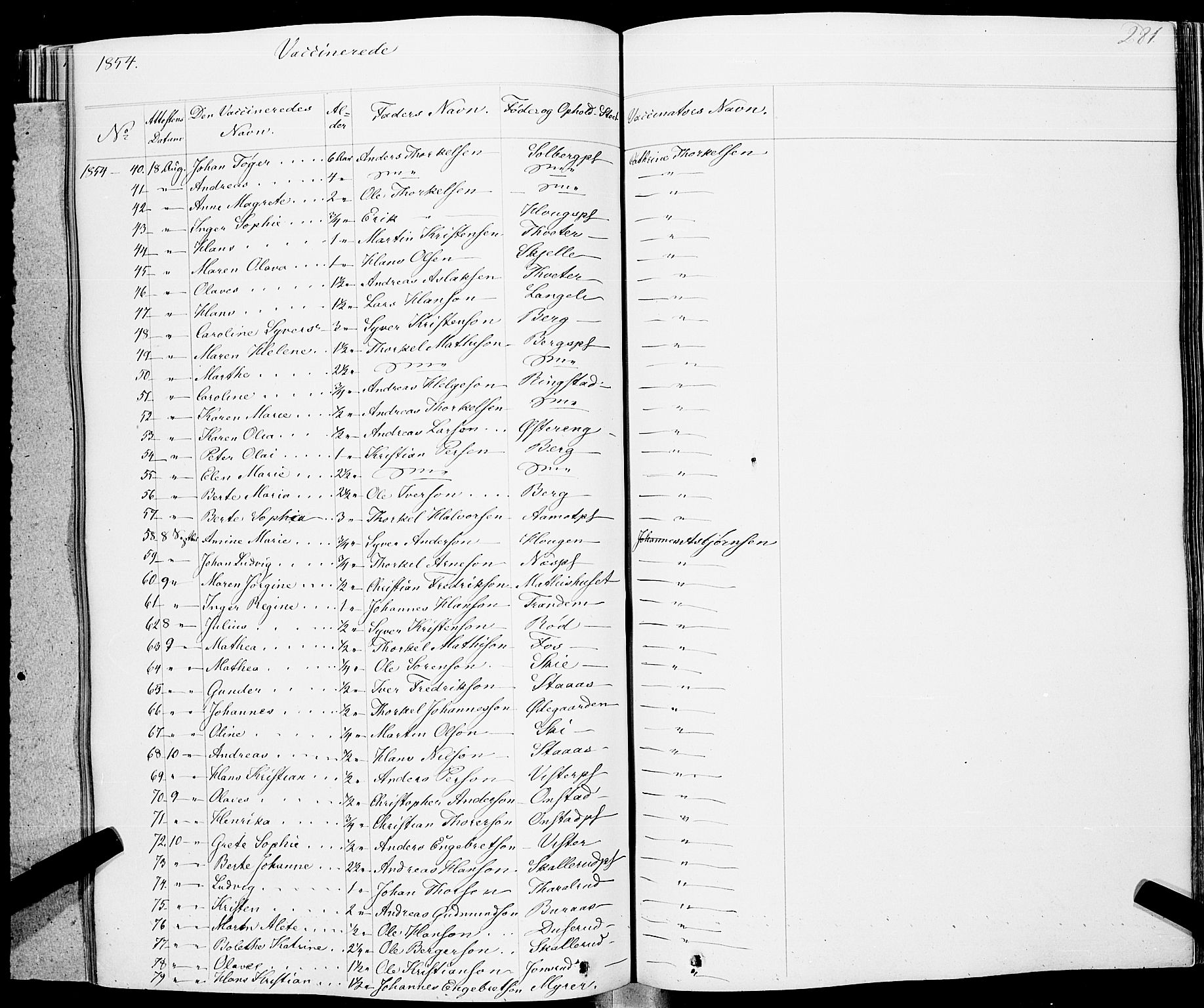 Skiptvet prestekontor Kirkebøker, AV/SAO-A-20009/F/Fa/L0006: Parish register (official) no. 6, 1839-1860, p. 281