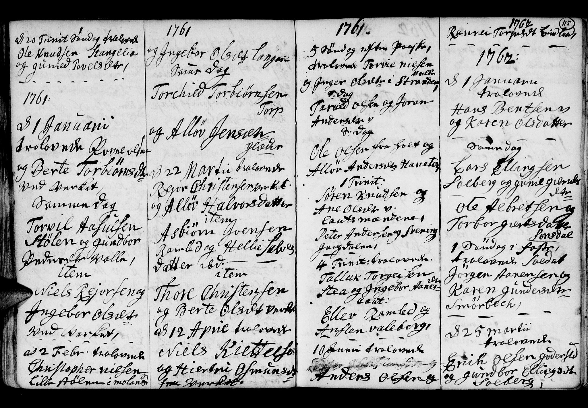 Holt sokneprestkontor, SAK/1111-0021/F/Fb/L0005: Parish register (copy) no. B 5, 1746-1764, p. 115