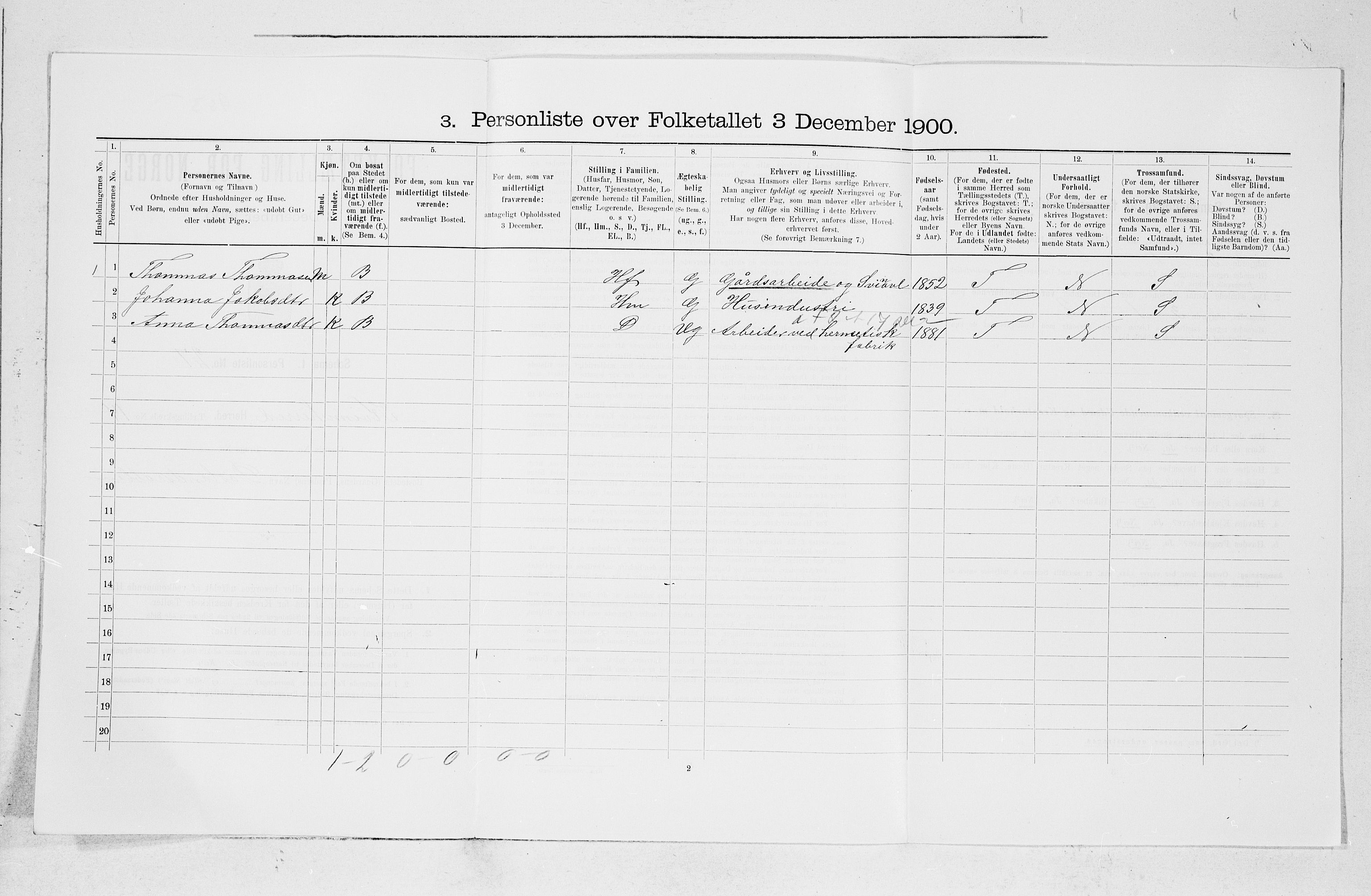 SAB, 1900 census for Kvinnherad, 1900, p. 1246