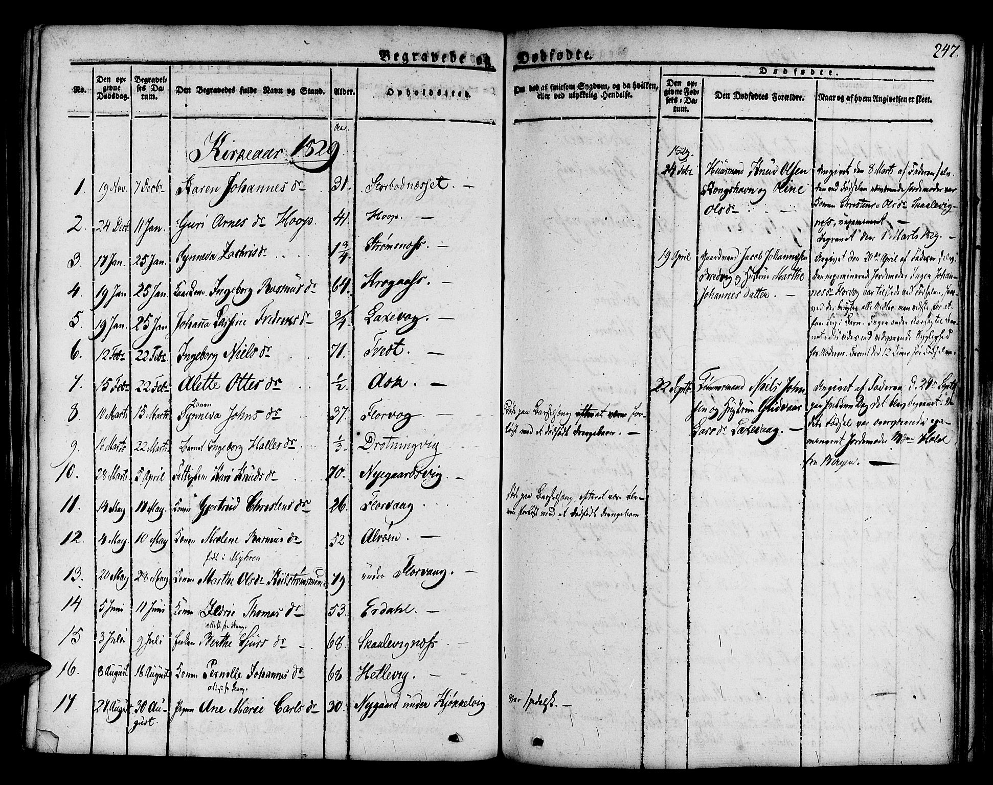 Askøy Sokneprestembete, SAB/A-74101/H/Ha/Haa/Haaa/L0004: Parish register (official) no. A 4, 1825-1845, p. 247