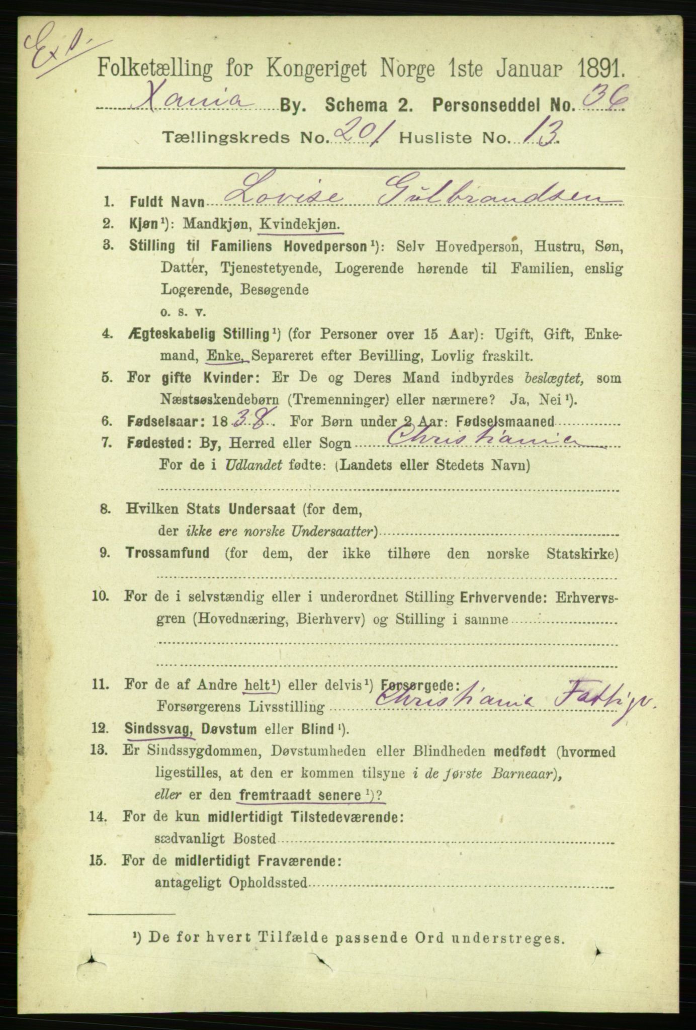 RA, 1891 census for 0301 Kristiania, 1891, p. 121133