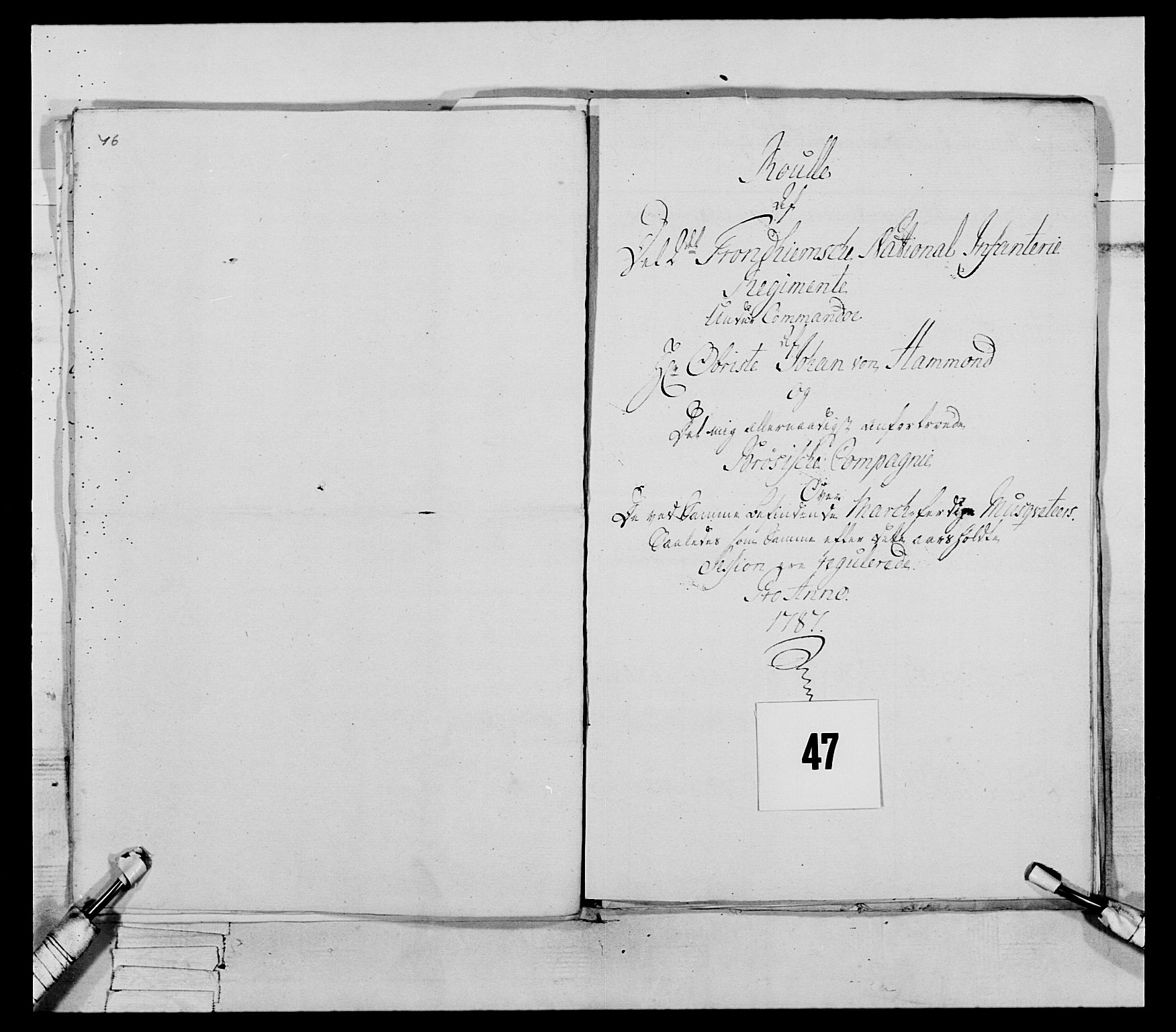 Generalitets- og kommissariatskollegiet, Det kongelige norske kommissariatskollegium, RA/EA-5420/E/Eh/L0079: 2. Trondheimske nasjonale infanteriregiment, 1782-1789, p. 241