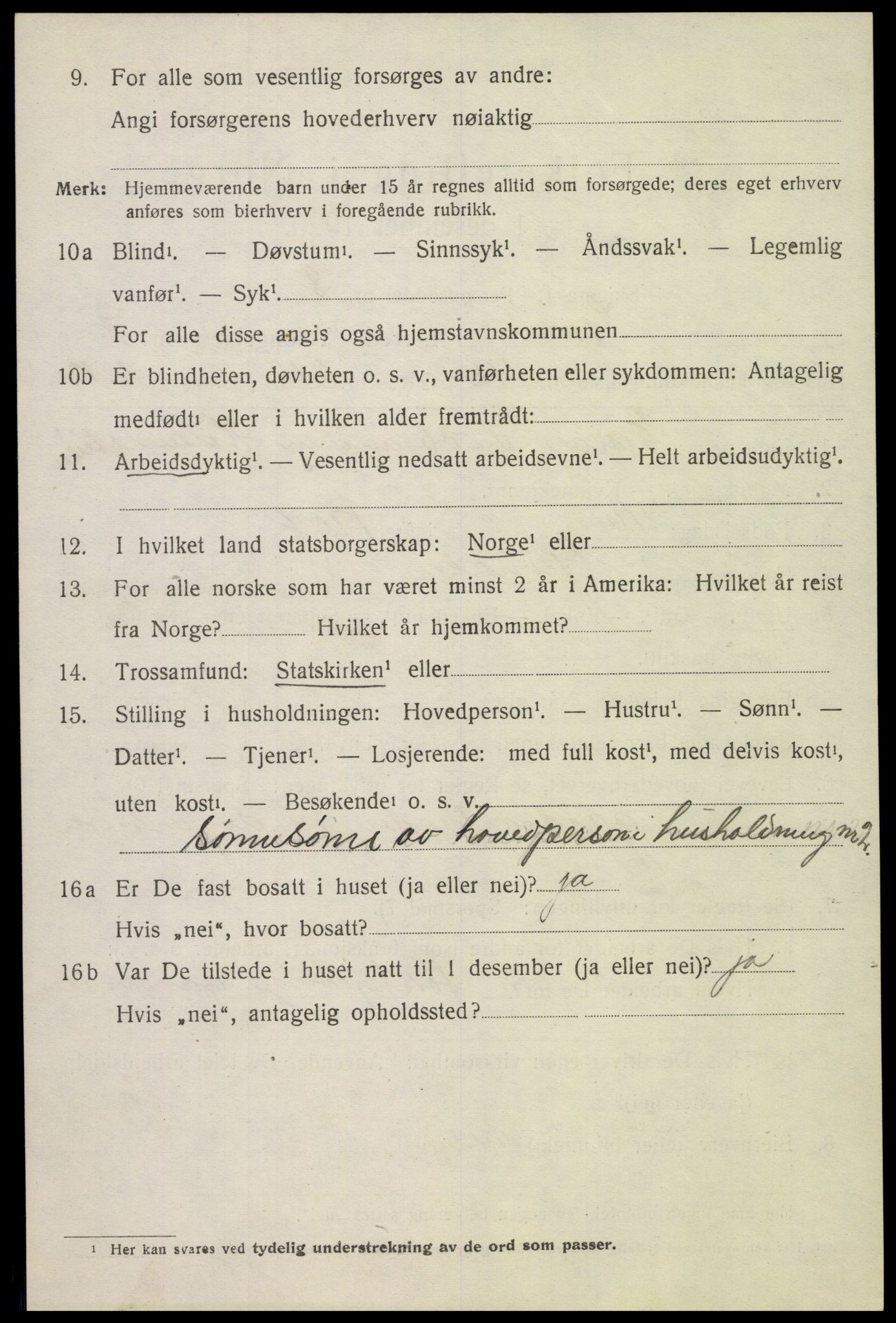 SAH, 1920 census for Gran, 1920, p. 9926