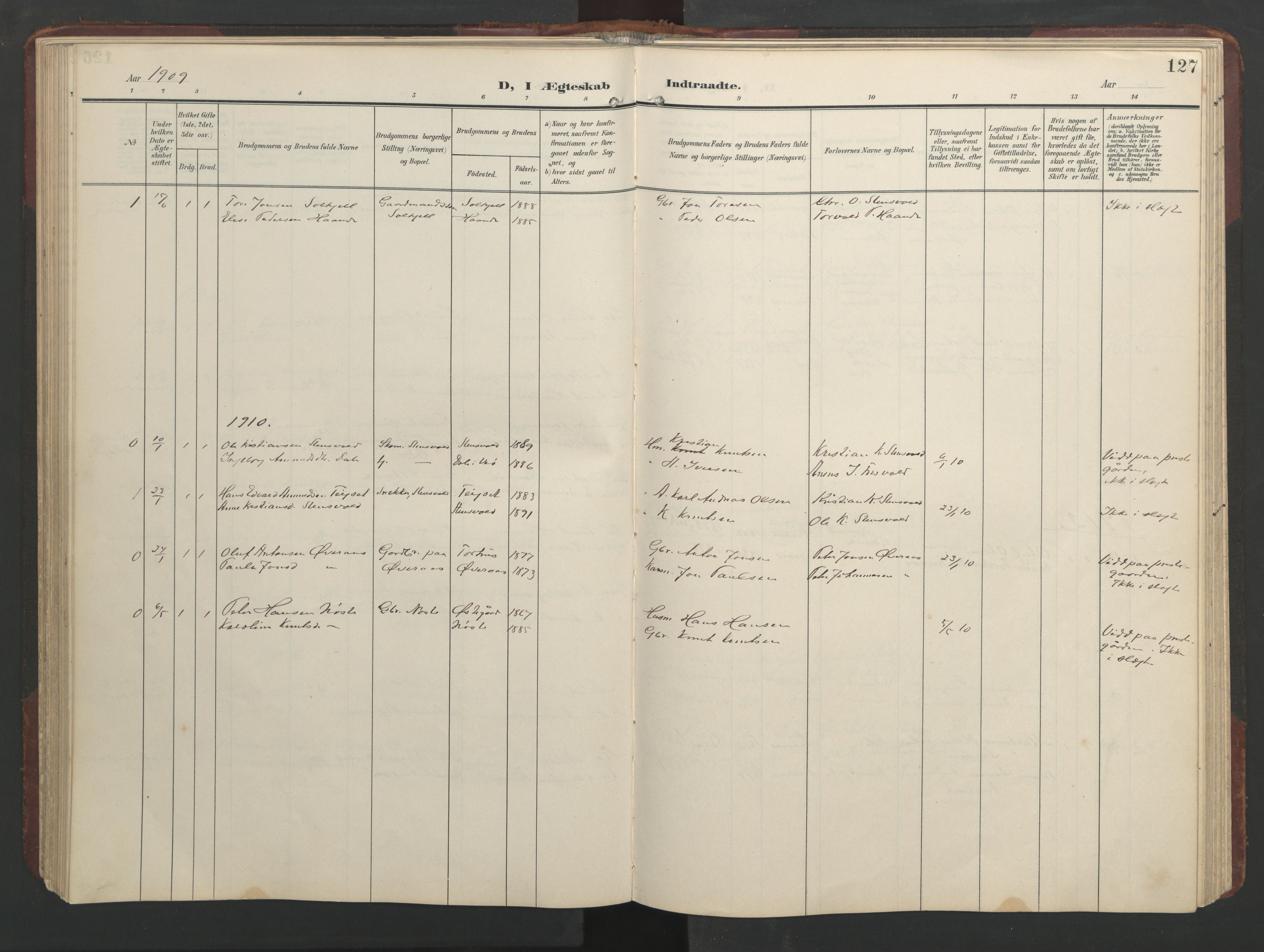 Ministerialprotokoller, klokkerbøker og fødselsregistre - Møre og Romsdal, SAT/A-1454/552/L0639: Parish register (copy) no. 552C02, 1903-1960, p. 127