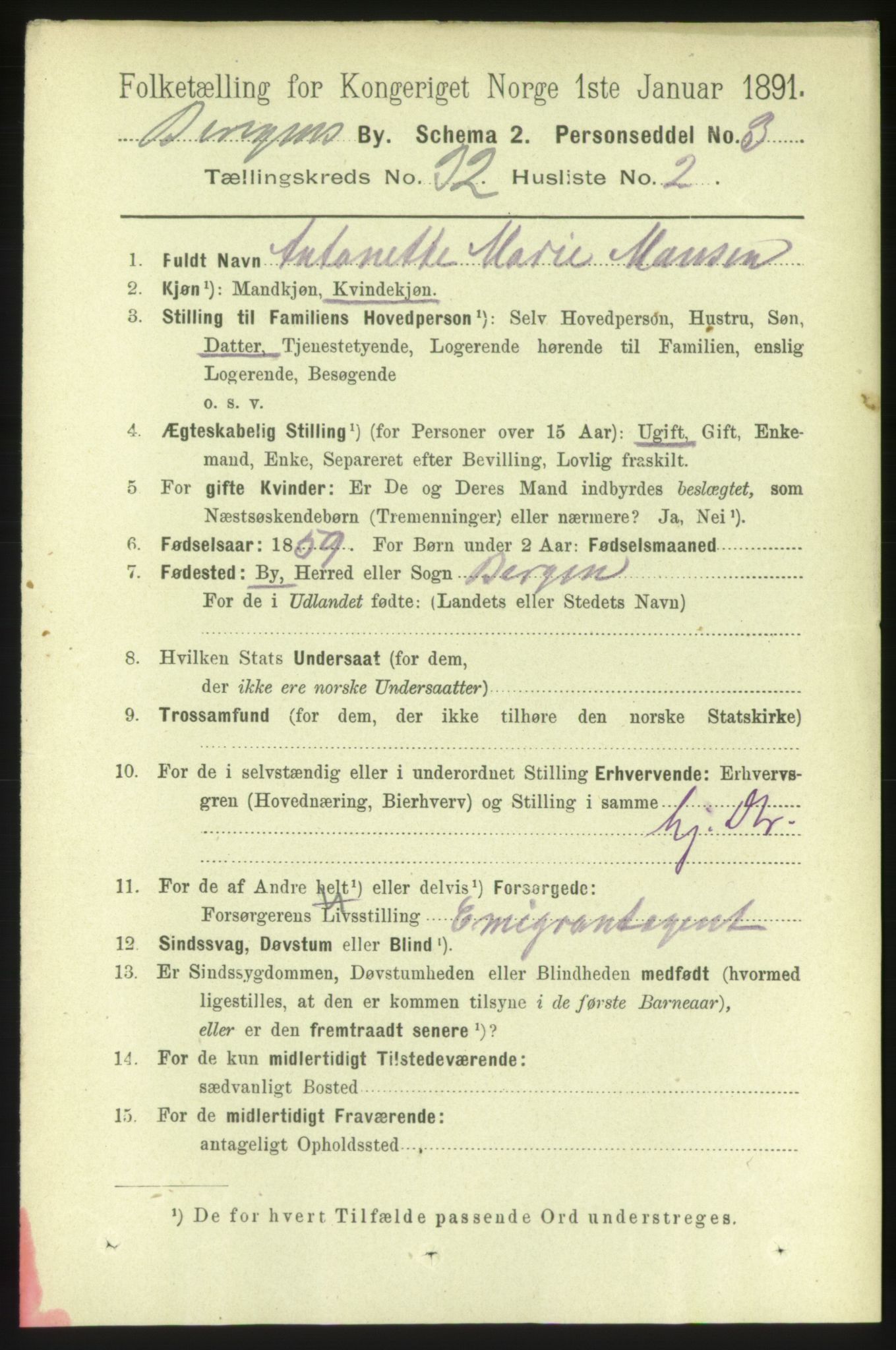 RA, 1891 Census for 1301 Bergen, 1891, p. 40013