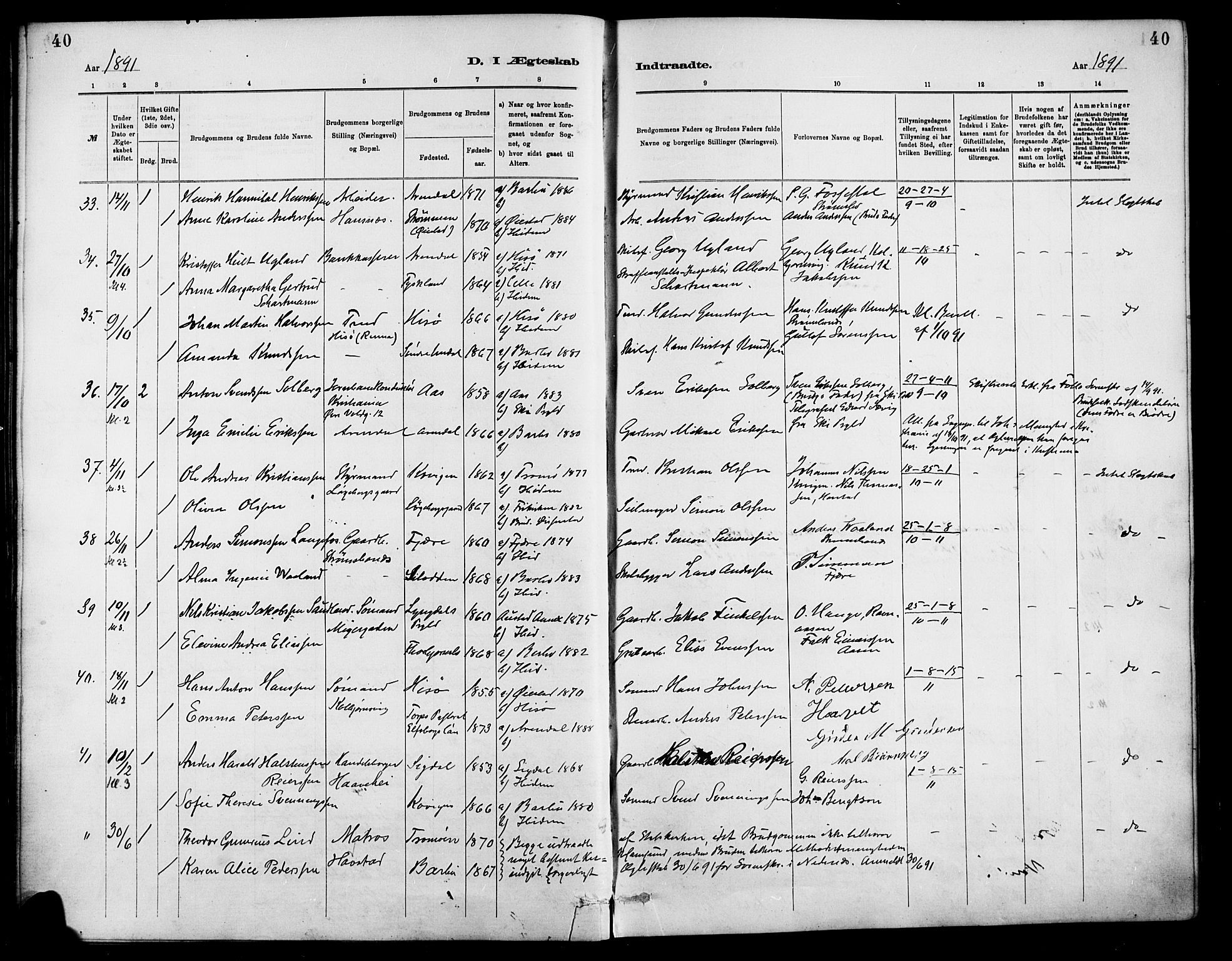 Barbu sokneprestkontor, AV/SAK-1111-0003/F/Fa/L0003: Parish register (official) no. A 3, 1883-1898, p. 40