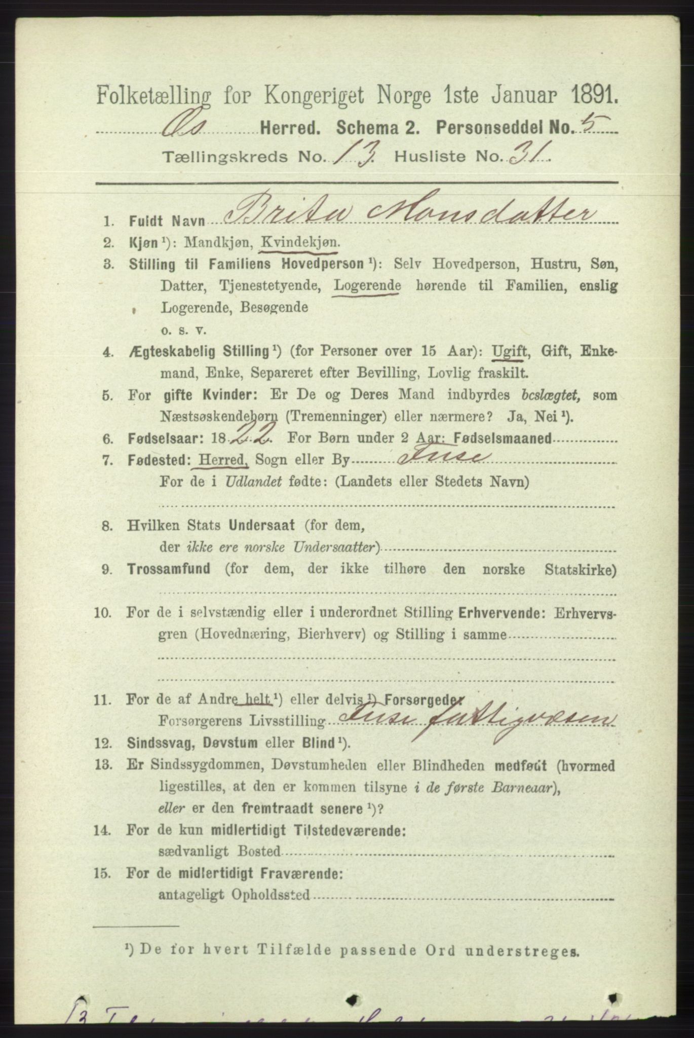 RA, 1891 census for 1243 Os, 1891, p. 2977