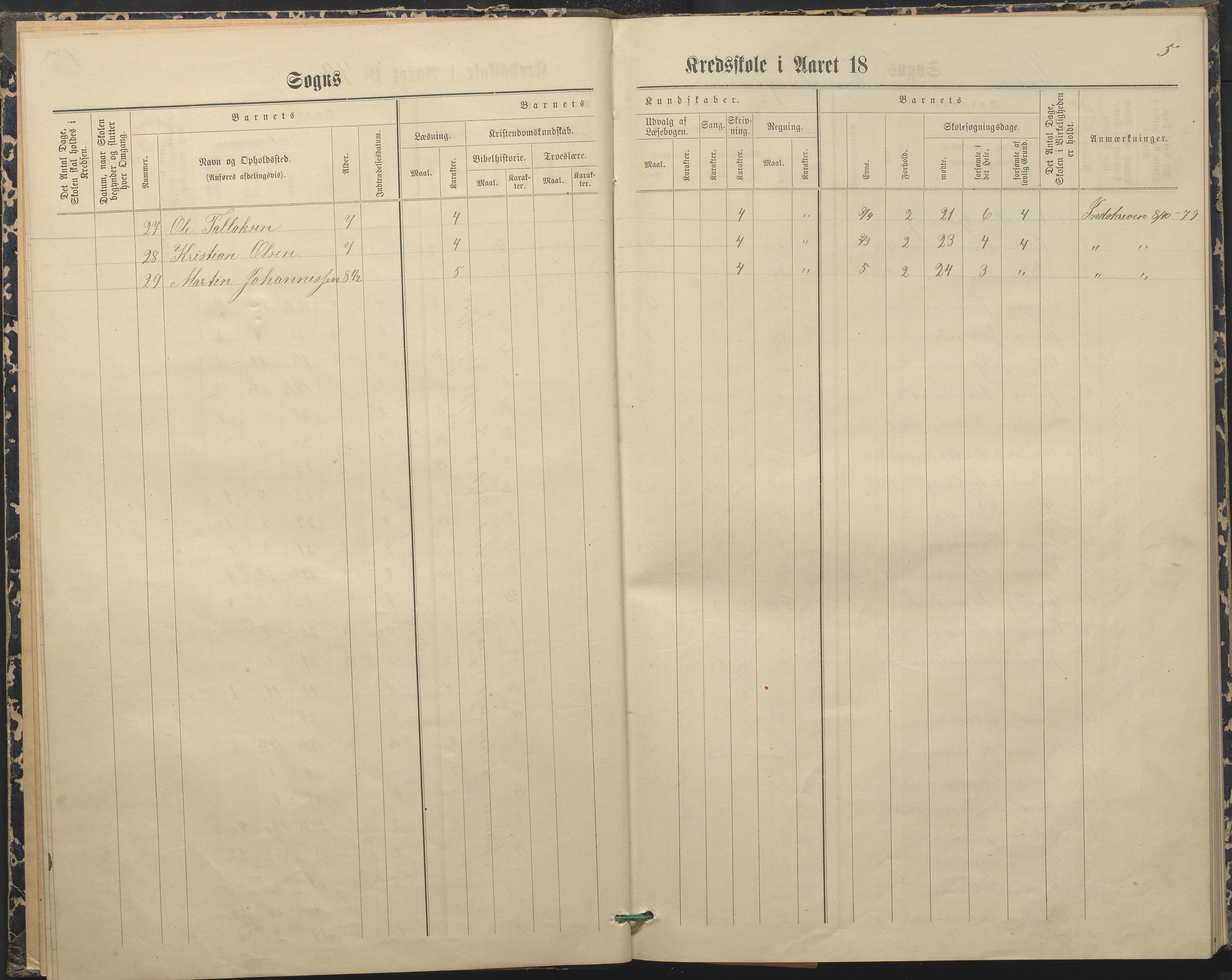 Hisøy kommune frem til 1991, AAKS/KA0922-PK/33/L0004: Skoleprotokoll, 1879-1892, p. 5