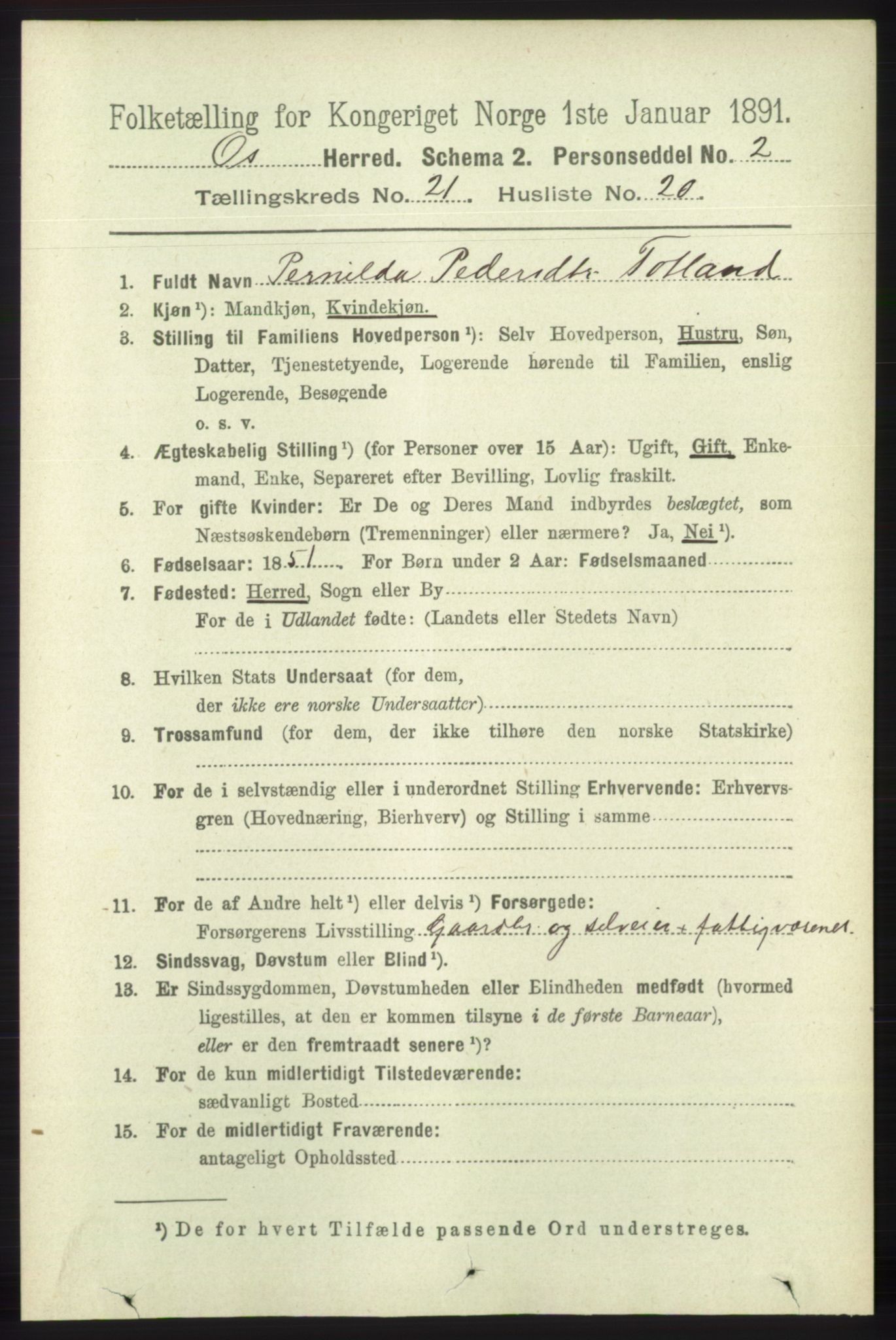 RA, 1891 census for 1243 Os, 1891, p. 4978