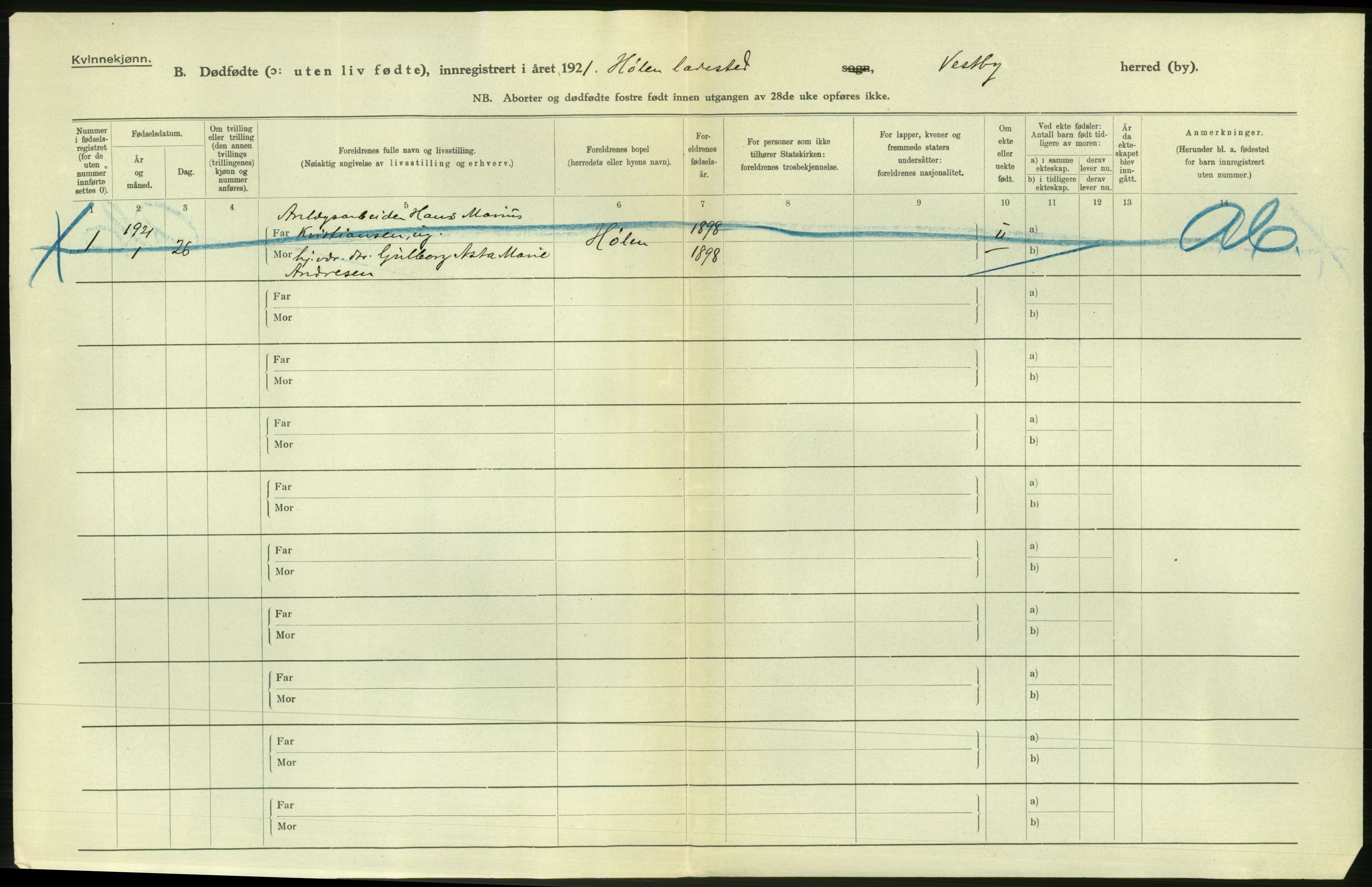 Statistisk sentralbyrå, Sosiodemografiske emner, Befolkning, RA/S-2228/D/Df/Dfc/Dfca/L0006: Akershus fylke: Gifte. dødfødte. Bygder og byer., 1921, p. 434