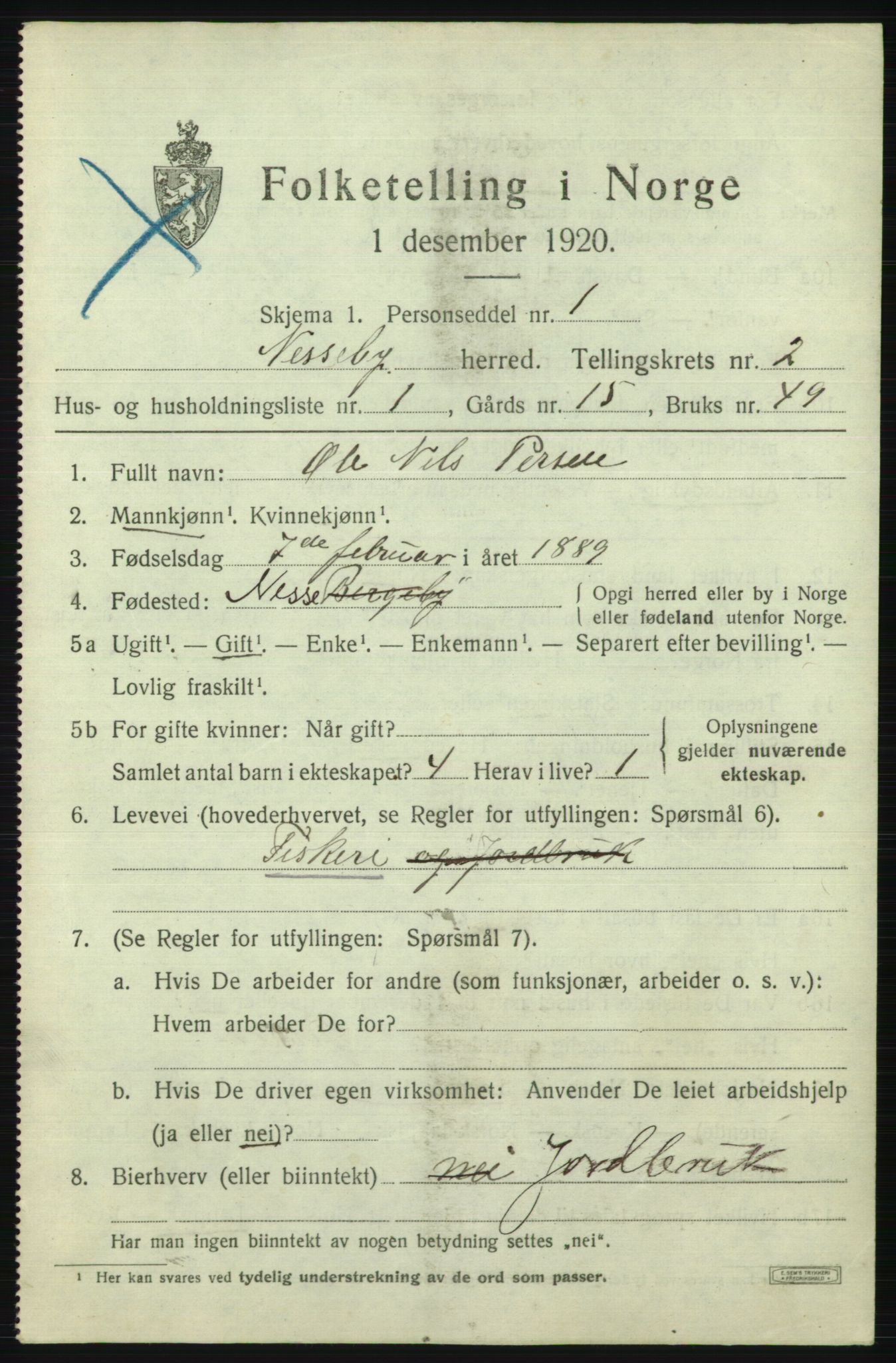 SATØ, 1920 census for Nesseby, 1920, p. 914