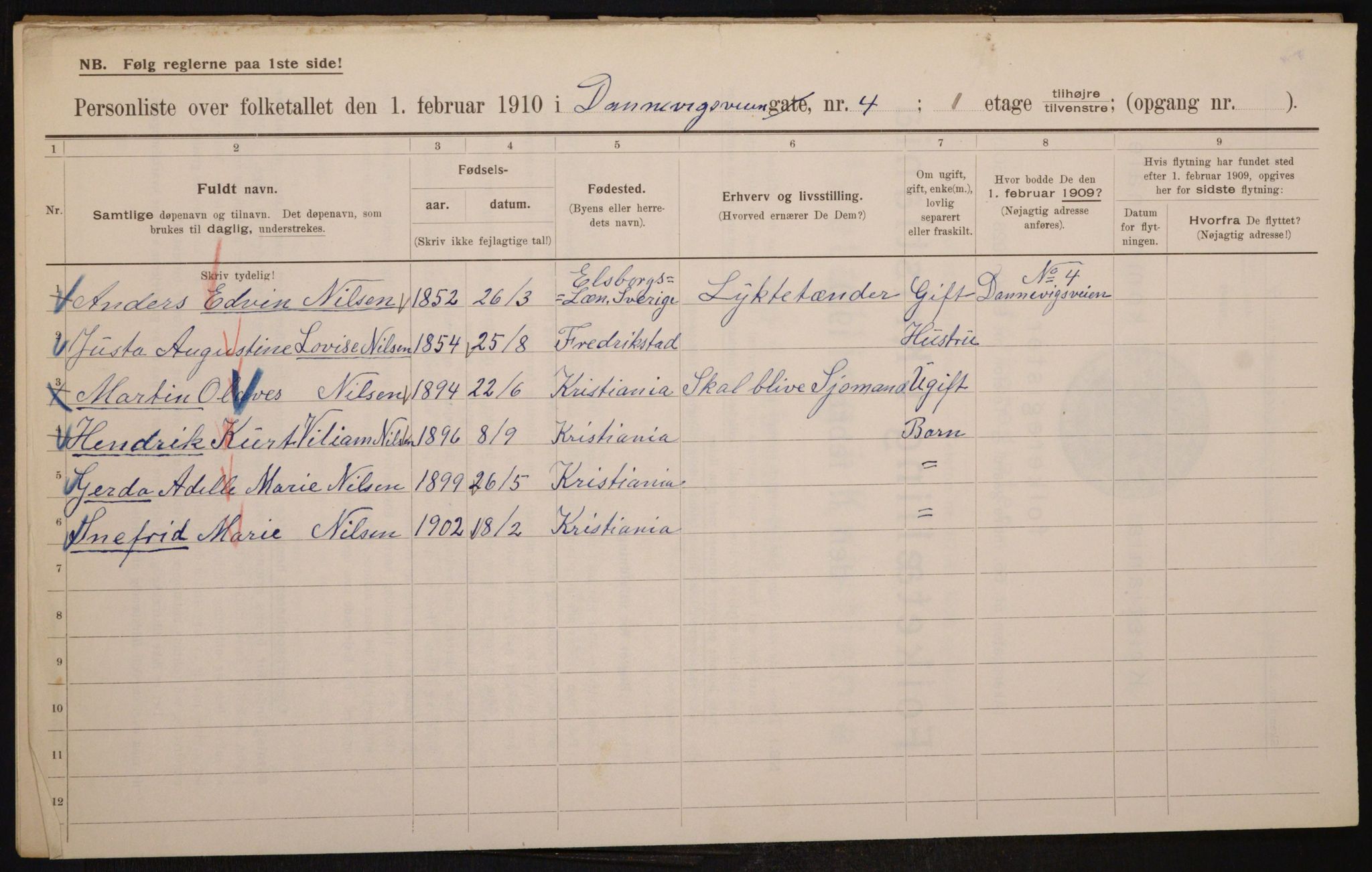 OBA, Municipal Census 1910 for Kristiania, 1910, p. 14441